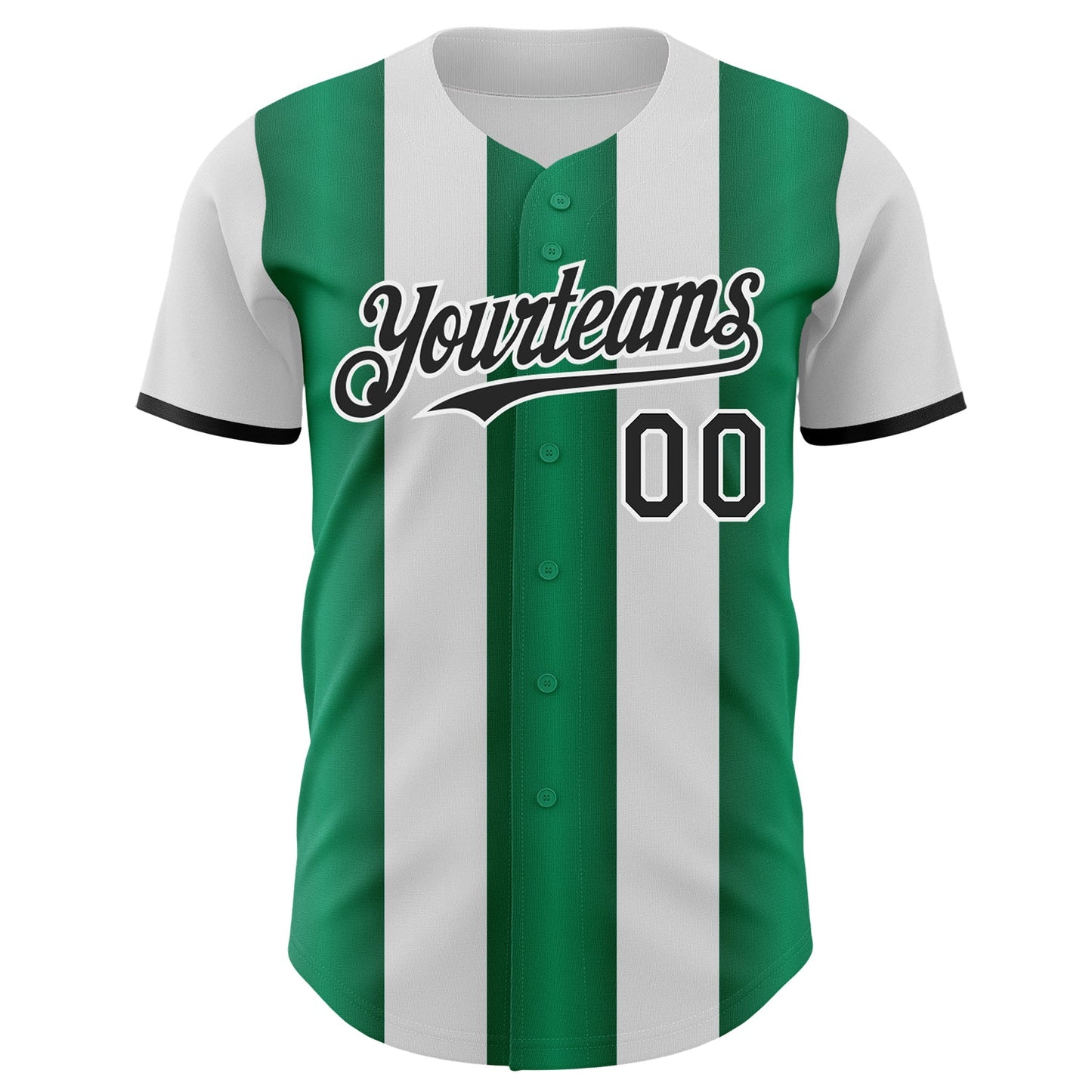 Custom White Black-Kelly Green Gradient Vertical Stripe Argentina Style Authentic Baseball Jersey baseball jersey product view 2