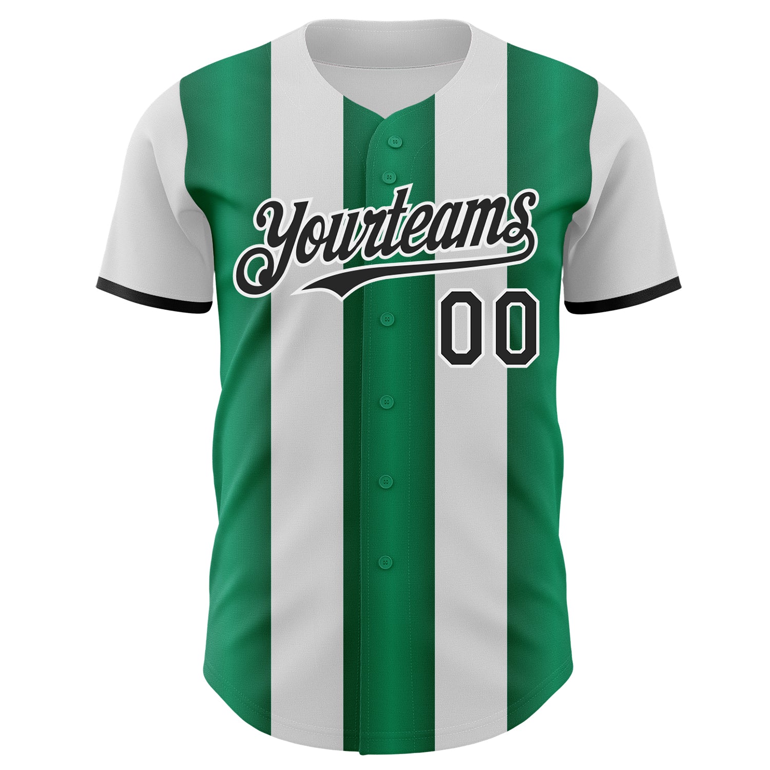 Custom White Black-Kelly Green Gradient Vertical Stripe Argentina Style Authentic Baseball Jersey baseball jersey product view 2