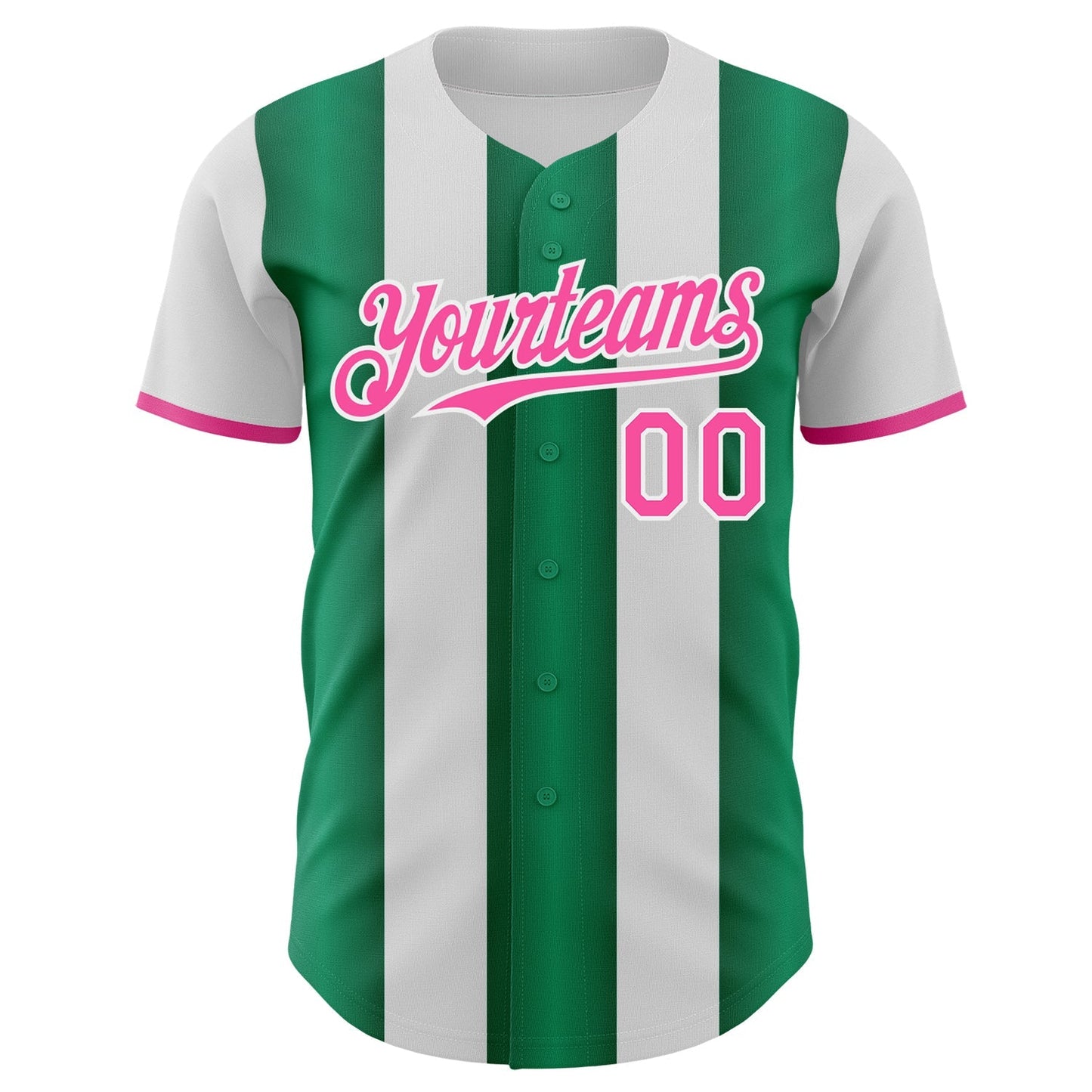 Custom White Pink-Kelly Green Gradient Vertical Stripe Argentina Style Authentic Baseball Jersey baseball jersey product view 2