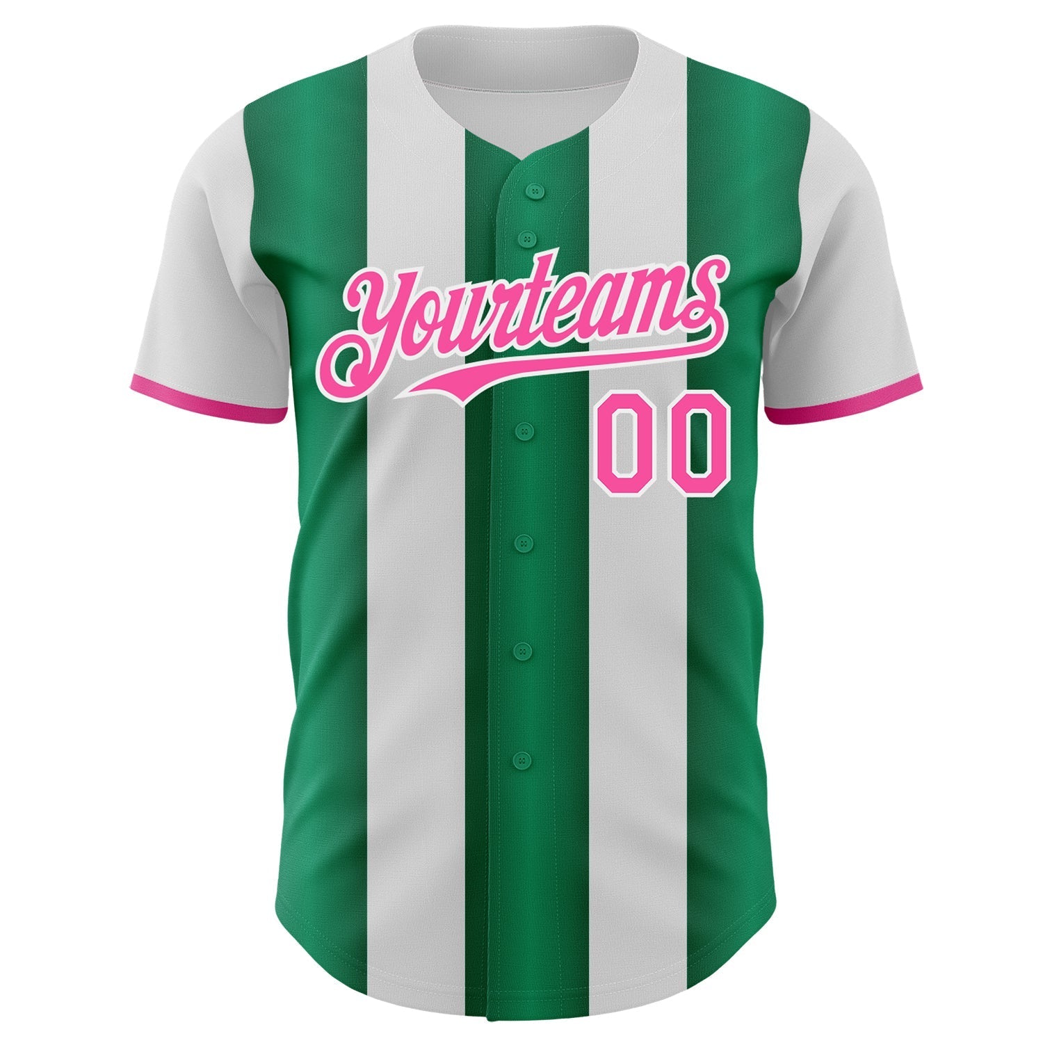 Custom White Pink-Kelly Green Gradient Vertical Stripe Argentina Style Authentic Baseball Jersey baseball jersey product view 2