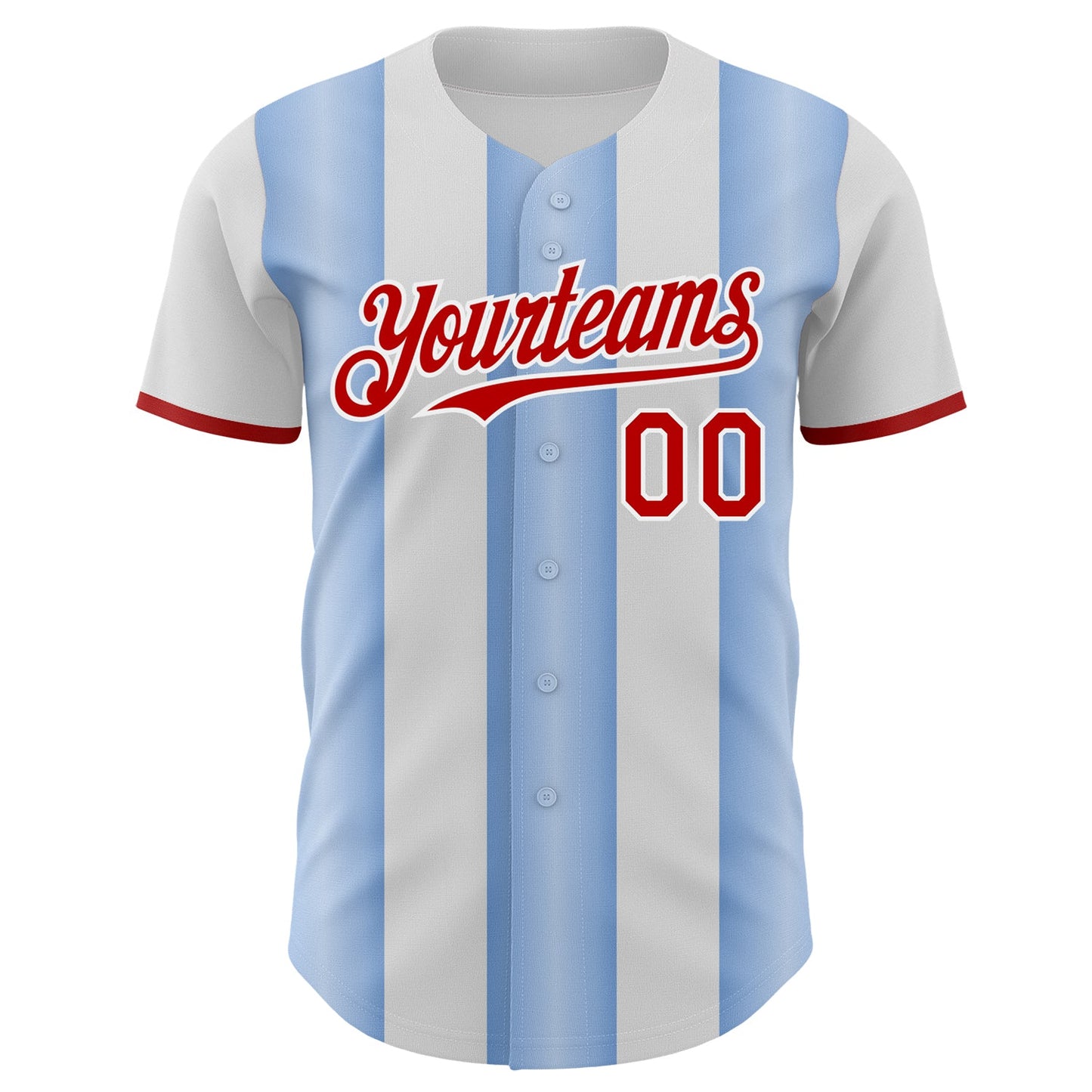 Custom White Red-Light Blue Gradient Vertical Stripe Argentina Style Authentic Baseball Jersey baseball jersey product view 2