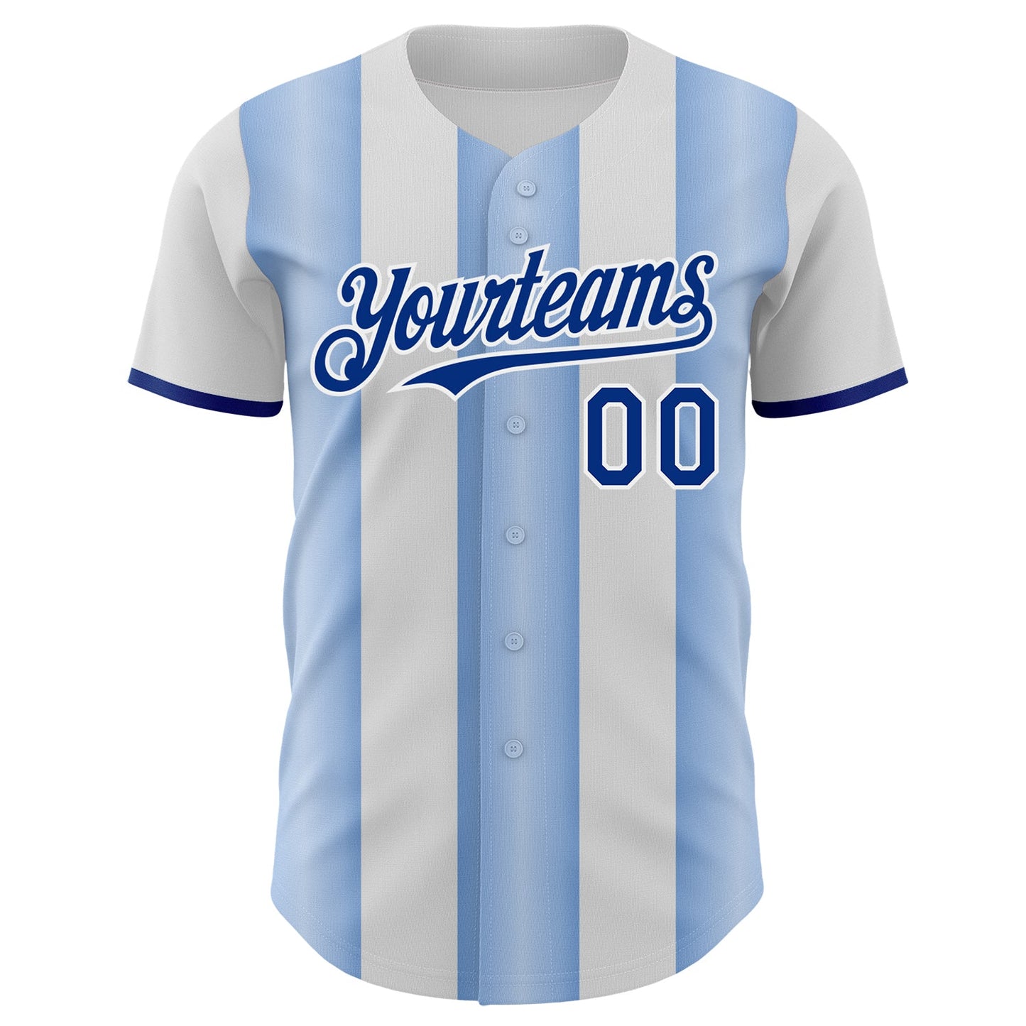 Custom White Royal-Light Blue Gradient Vertical Stripe Argentina Style Authentic Baseball Jersey baseball jersey product view 2