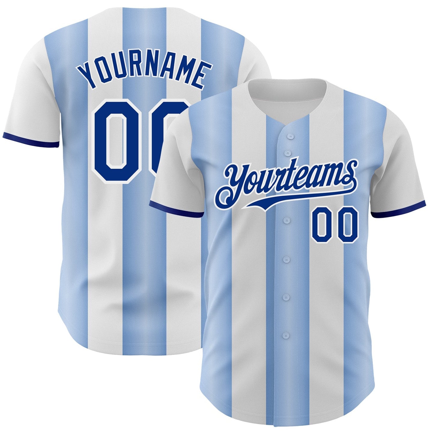 Custom White Royal-Light Blue Gradient Vertical Stripe Argentina Style Authentic Baseball Jersey baseball jersey product view 1