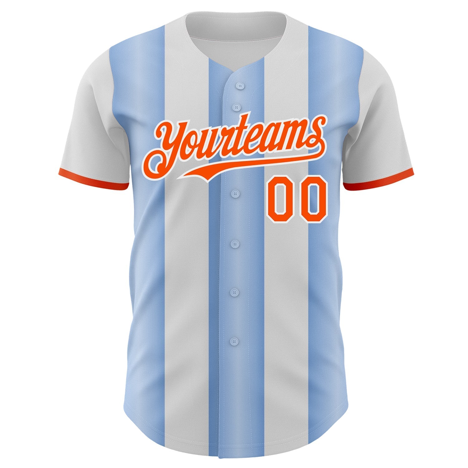 Custom White Orange-Light Blue Gradient Vertical Stripe Argentina Style Authentic Baseball Jersey baseball jersey product view 2