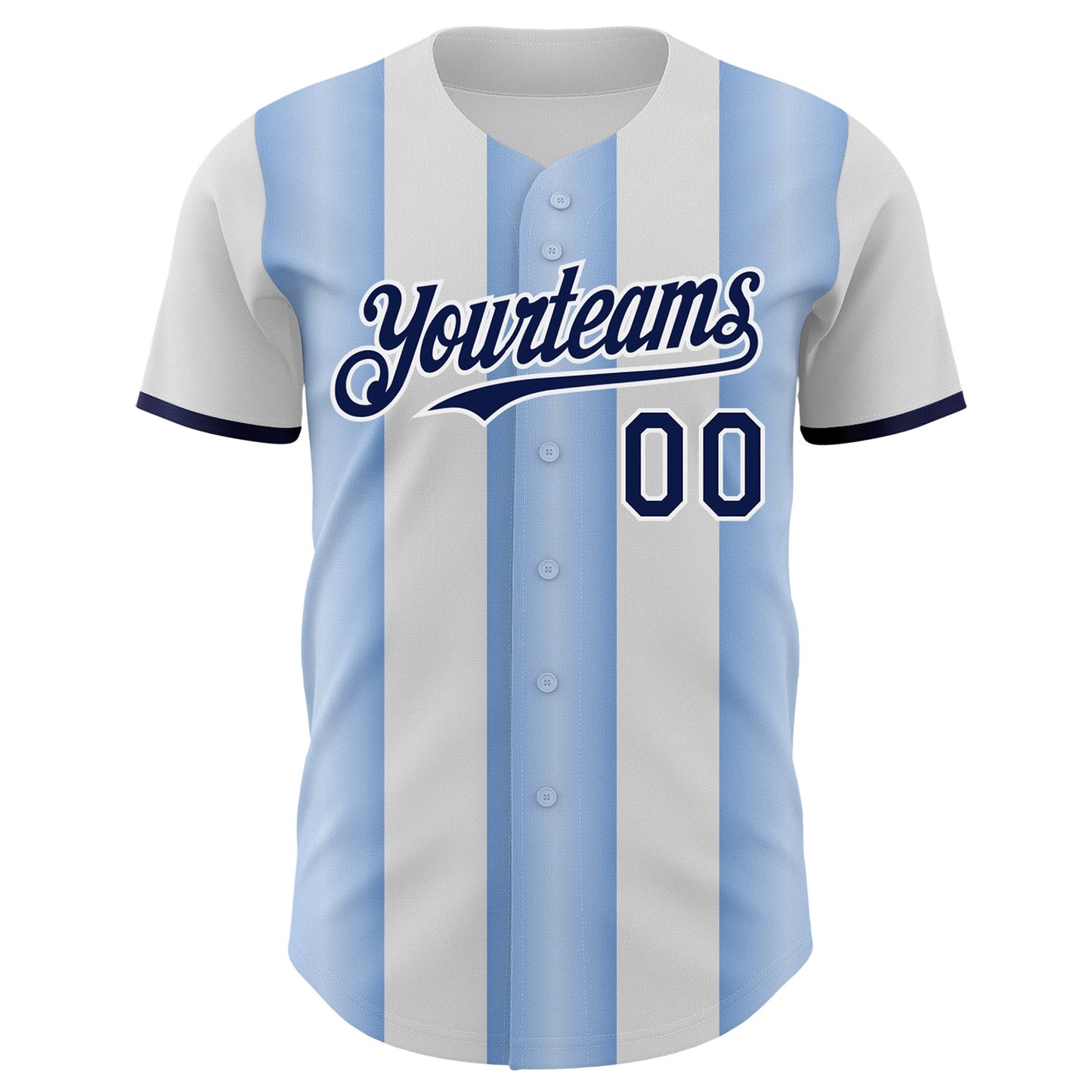 Custom White Navy-Light Blue Gradient Vertical Stripe Argentina Style Authentic Baseball Jersey baseball jersey product view 2
