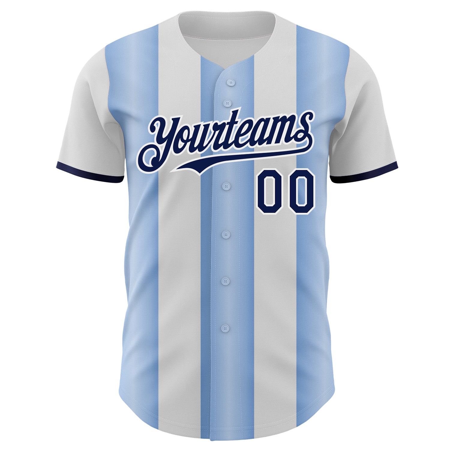 Custom White Navy-Light Blue Gradient Vertical Stripe Argentina Style Authentic Baseball Jersey baseball jersey product view 2