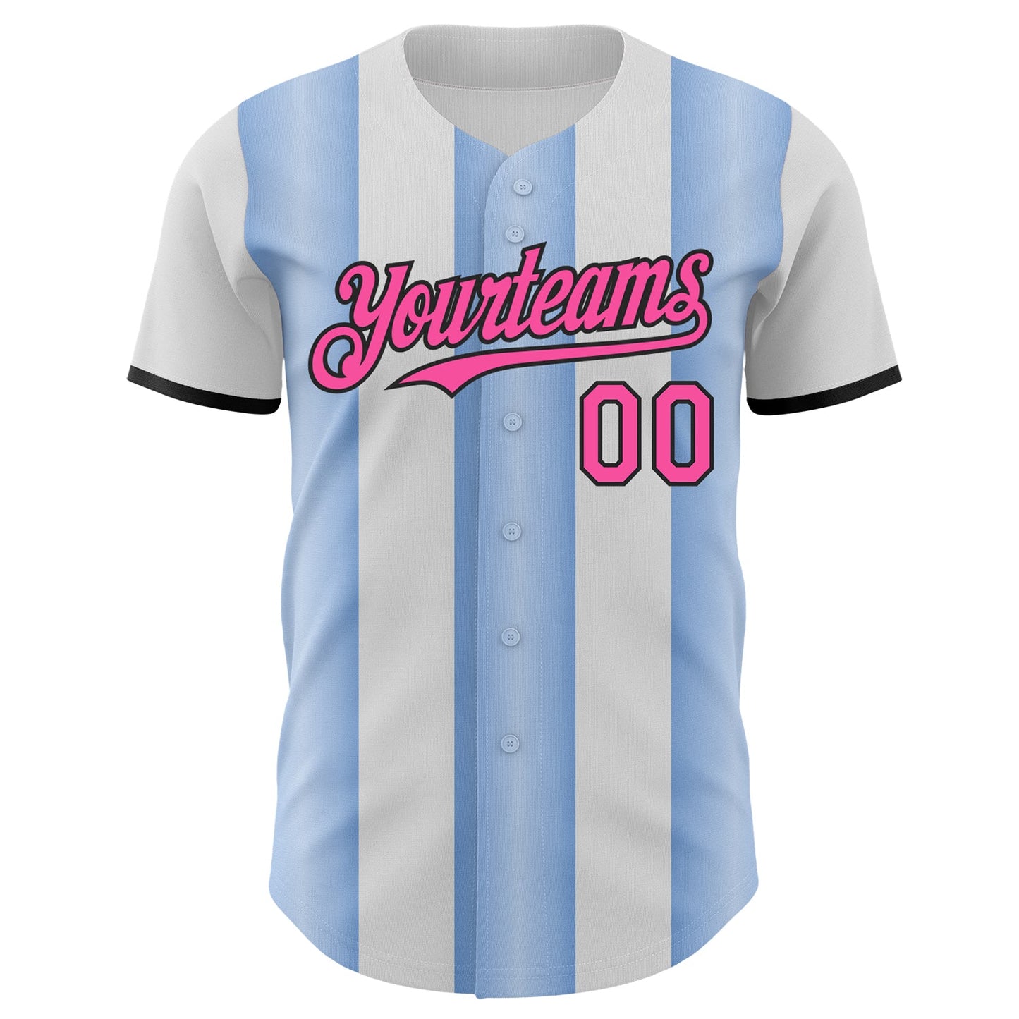 Custom White Pink Light Blue-Black Gradient Vertical Stripe Argentina Style Authentic Baseball Jersey baseball jersey product view 2