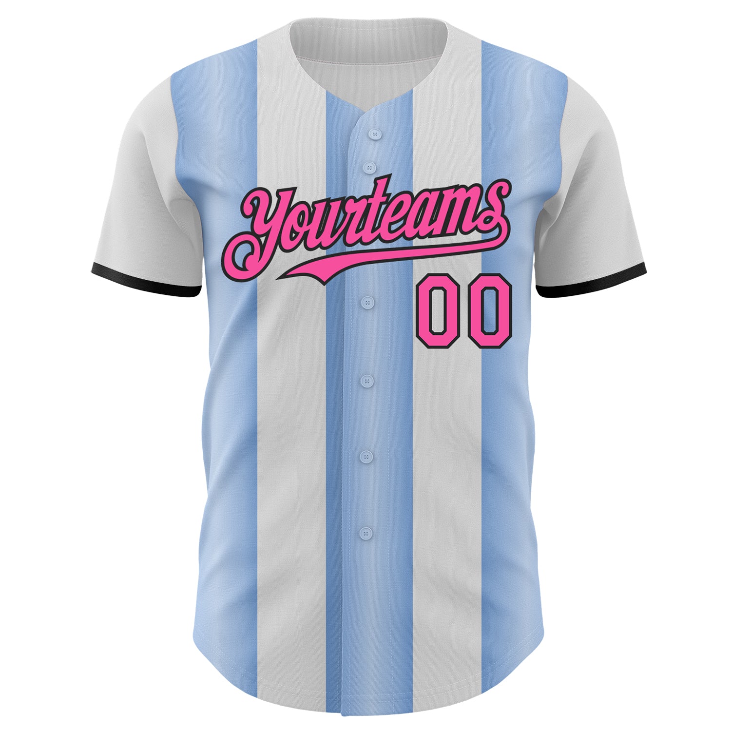 Custom White Pink Light Blue-Black Gradient Vertical Stripe Argentina Style Authentic Baseball Jersey baseball jersey product view 2