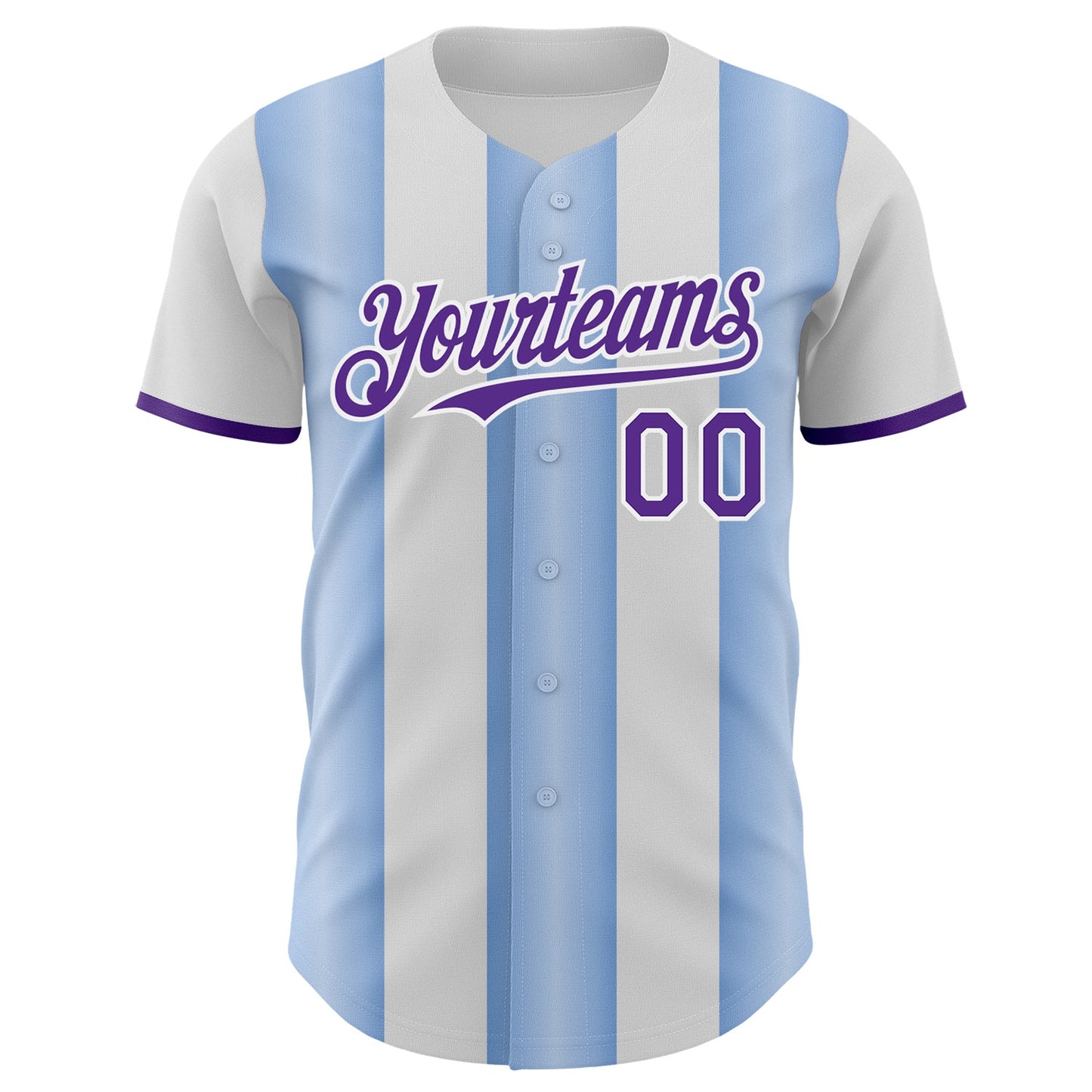 Custom White Purple-Light Blue Gradient Vertical Stripe Argentina Style Authentic Baseball Jersey baseball jersey product view 2