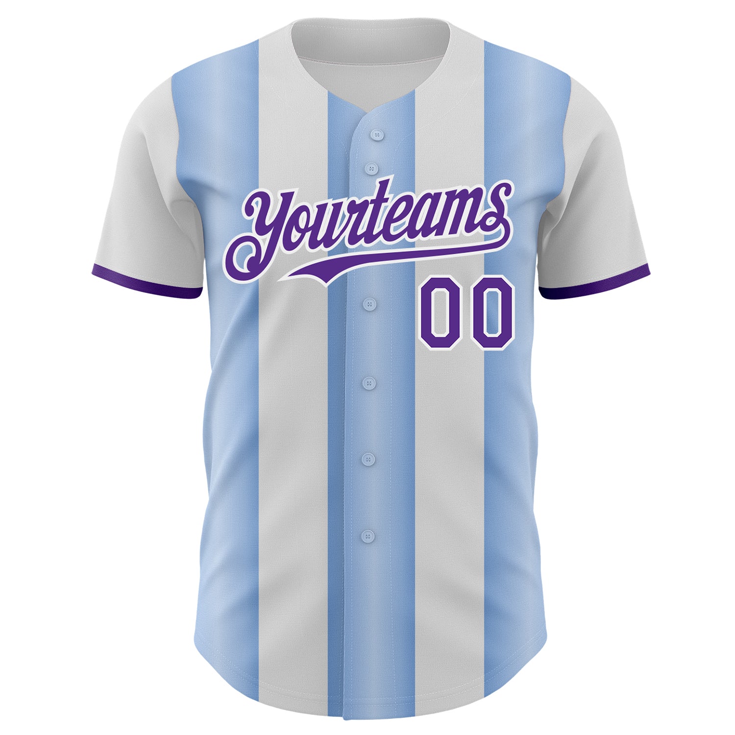Custom White Purple-Light Blue Gradient Vertical Stripe Argentina Style Authentic Baseball Jersey baseball jersey product view 2