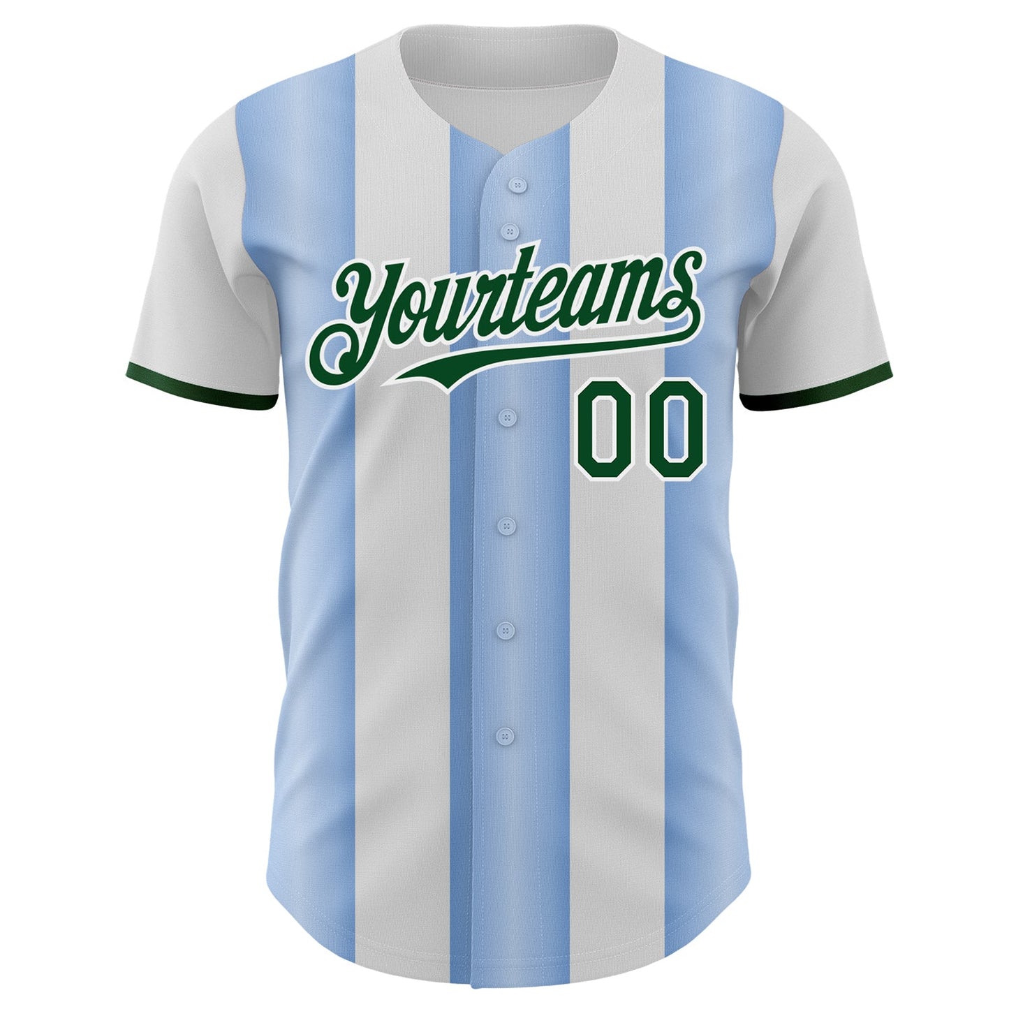 Custom White Green-Light Blue Gradient Vertical Stripe Argentina Style Authentic Baseball Jersey baseball jersey product view 2