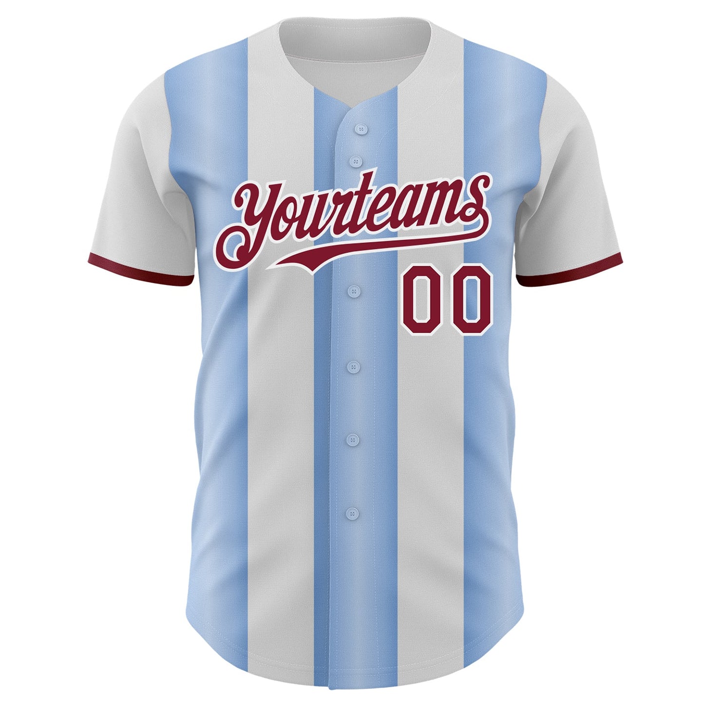 Custom White Crimson-Light Blue Gradient Vertical Stripe Argentina Style Authentic Baseball Jersey baseball jersey product view 2
