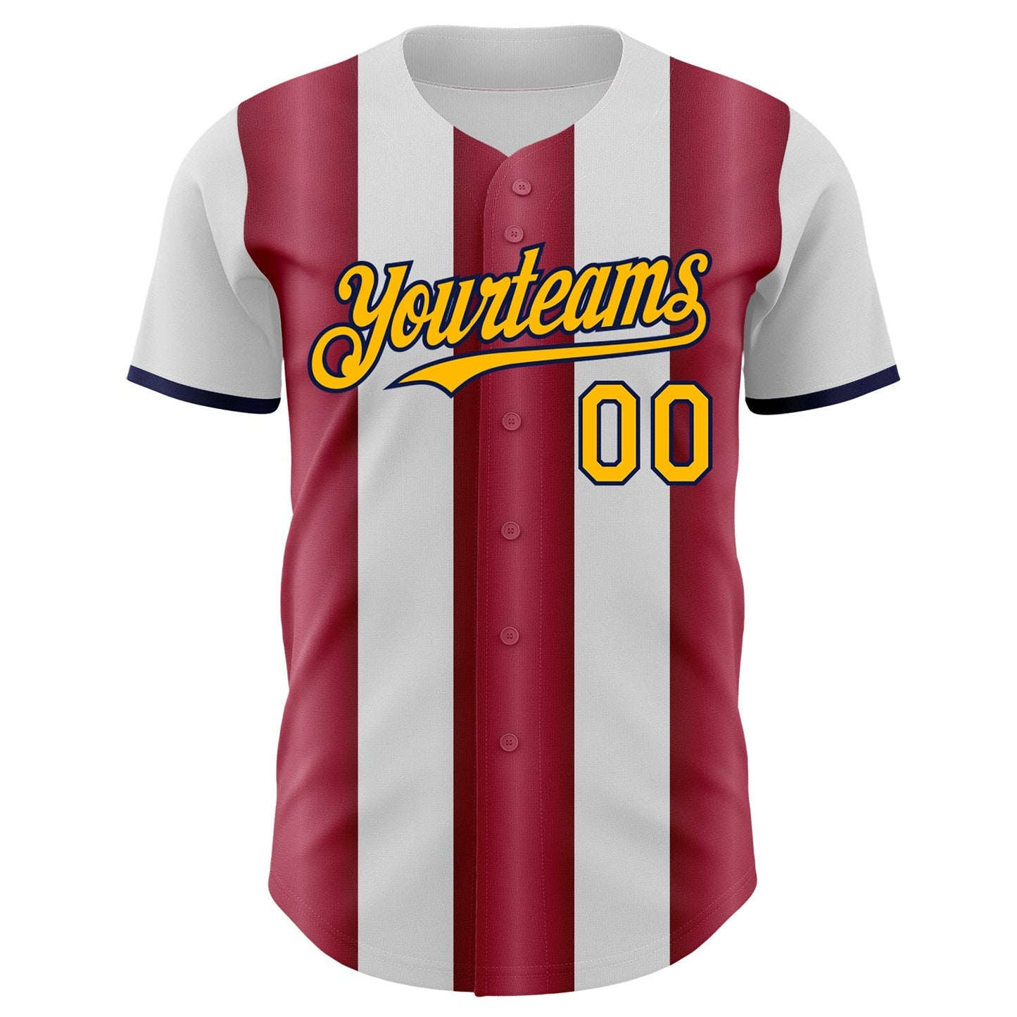 Custom White Gold Crimson-Navy Gradient Vertical Stripe Argentina Style Authentic Baseball Jersey baseball jersey product view 2