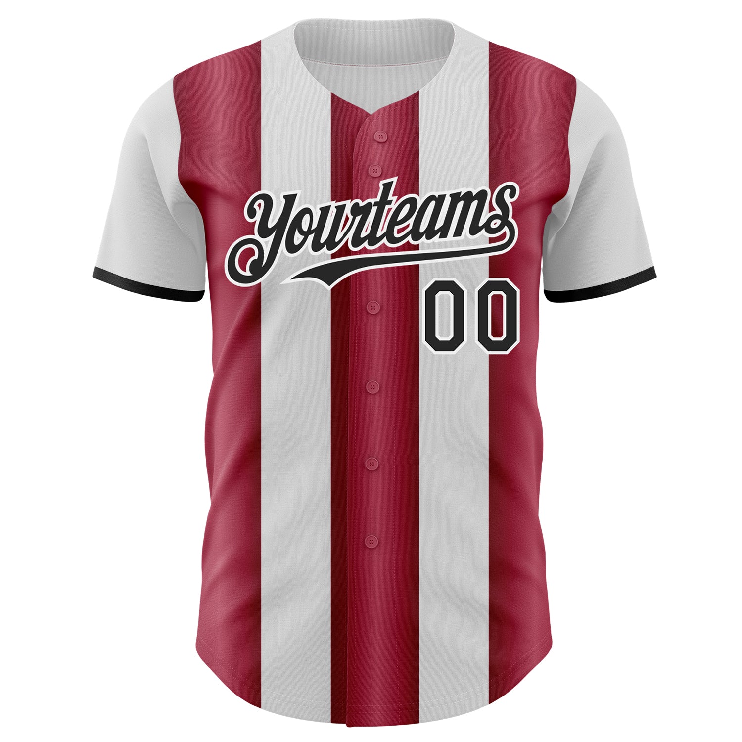 Custom White Black-Crimson Gradient Vertical Stripe Argentina Style Authentic Baseball Jersey baseball jersey product view 2