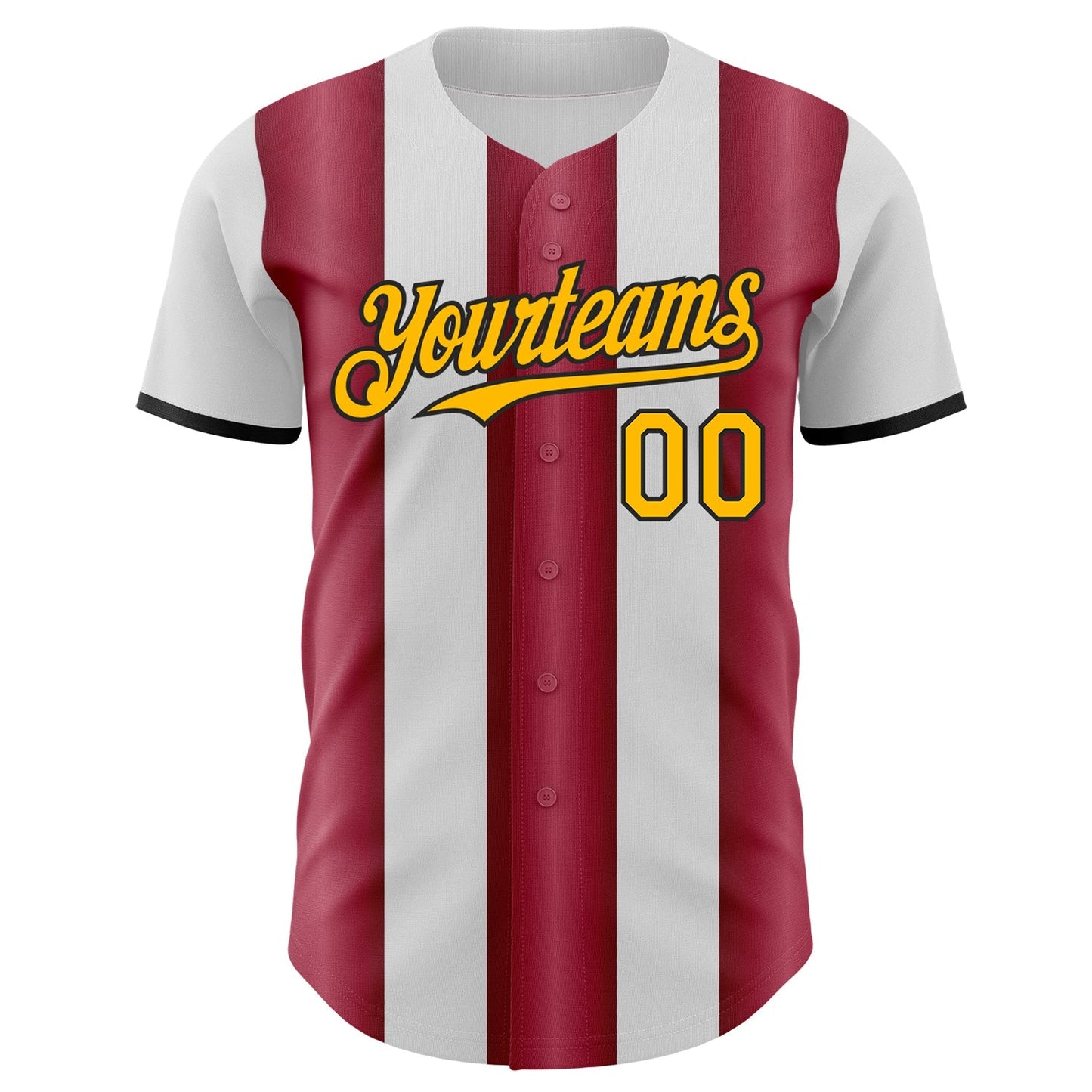 Custom White Gold Crimson-Black Gradient Vertical Stripe Argentina Style Authentic Baseball Jersey baseball jersey product view 2