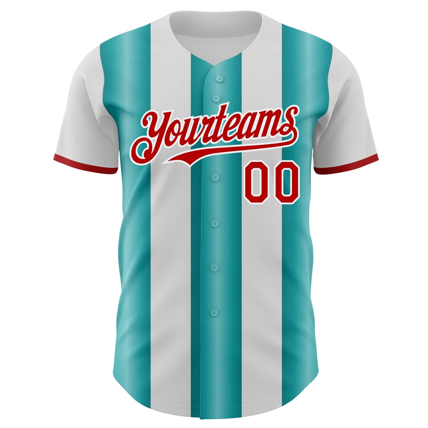 Custom White Red-Teal Gradient Vertical Stripe Argentina Style Authentic Baseball Jersey baseball jersey product view 2