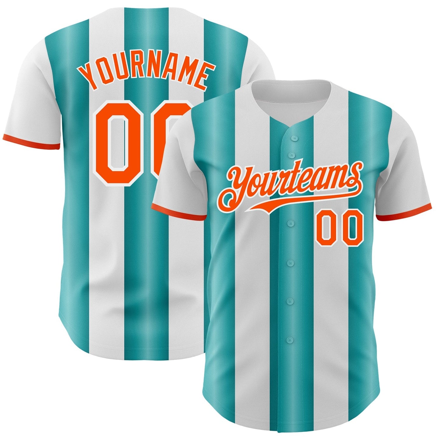 Custom White Orange-Teal Gradient Vertical Stripe Argentina Style Authentic Baseball Jersey baseball jersey product view 1