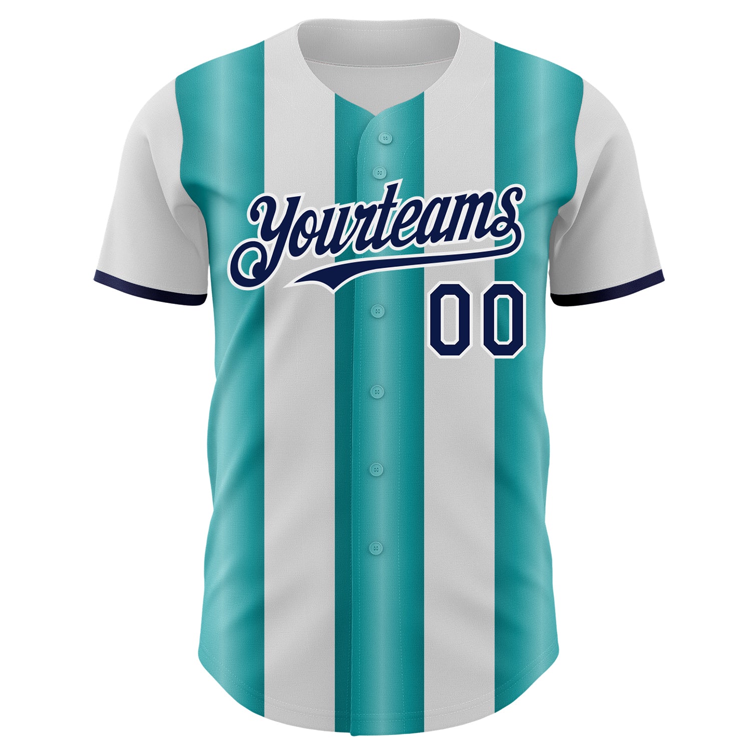 Custom White Navy-Teal Gradient Vertical Stripe Argentina Style Authentic Baseball Jersey baseball jersey product view 2