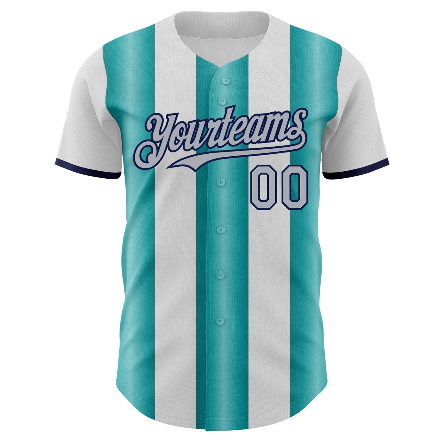 Custom White Gray Teal-Navy Gradient Vertical Stripe Argentina Style Authentic Baseball Jersey baseball jersey product view 2