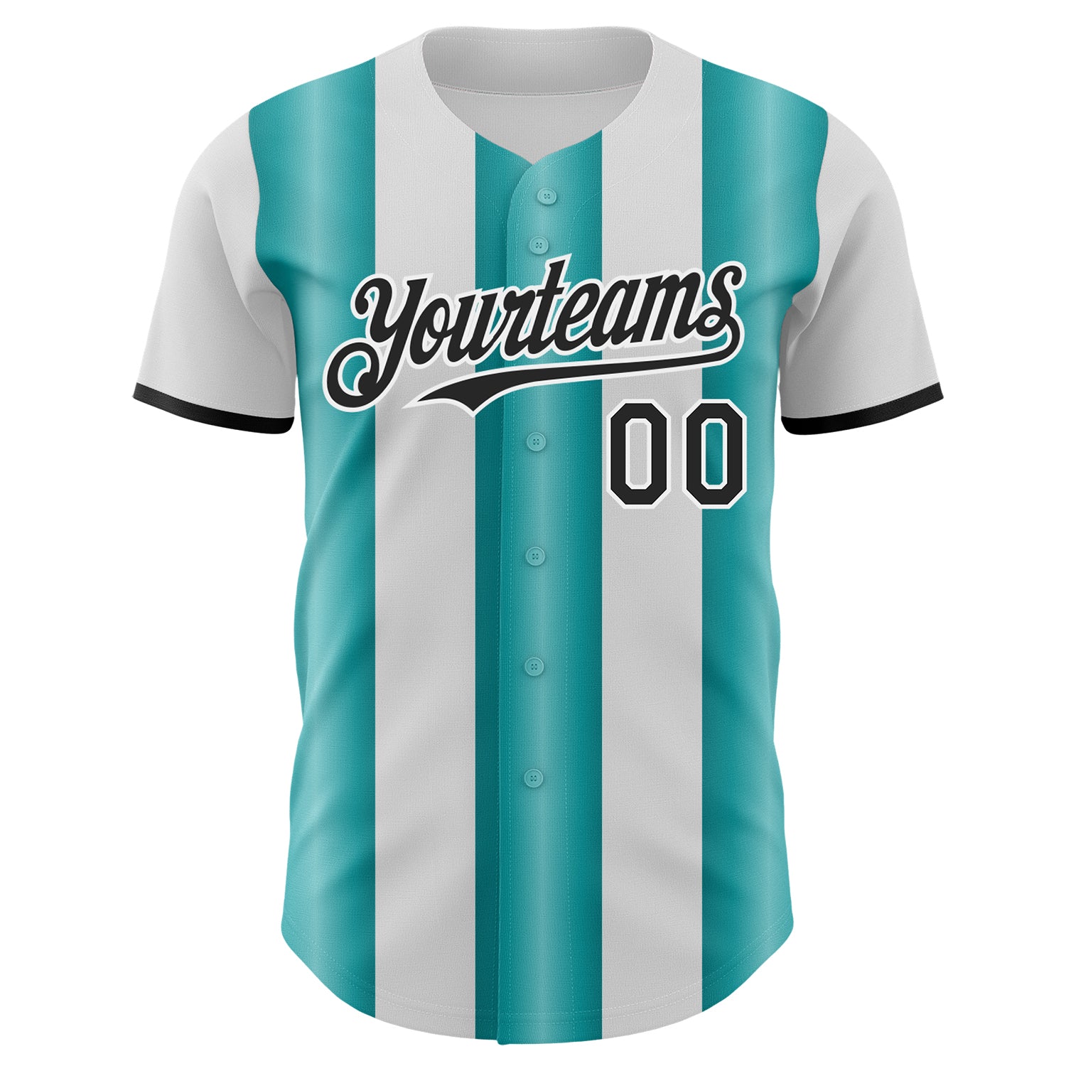 Custom White Black-Teal Gradient Vertical Stripe Argentina Style Authentic Baseball Jersey baseball jersey product view 2