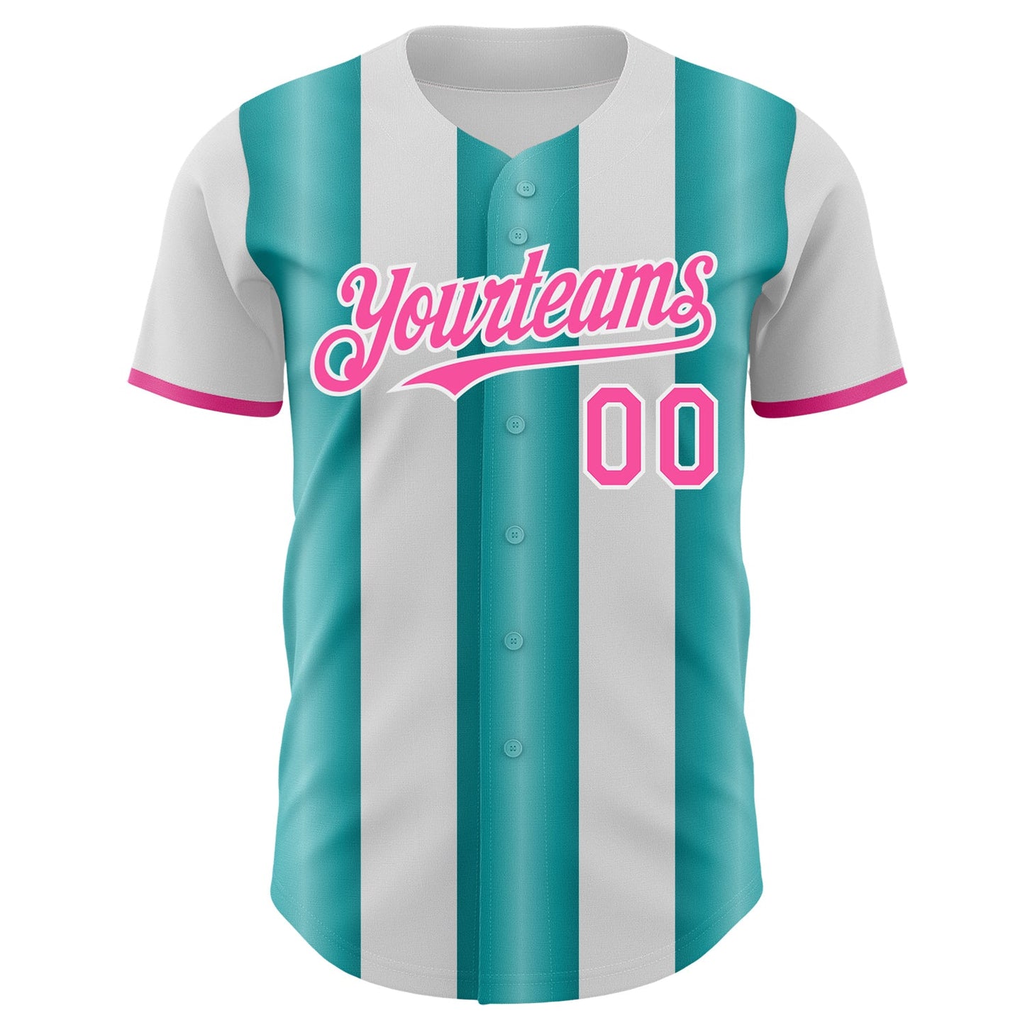 Custom White Pink-Teal Gradient Vertical Stripe Argentina Style Authentic Baseball Jersey baseball jersey product view 2