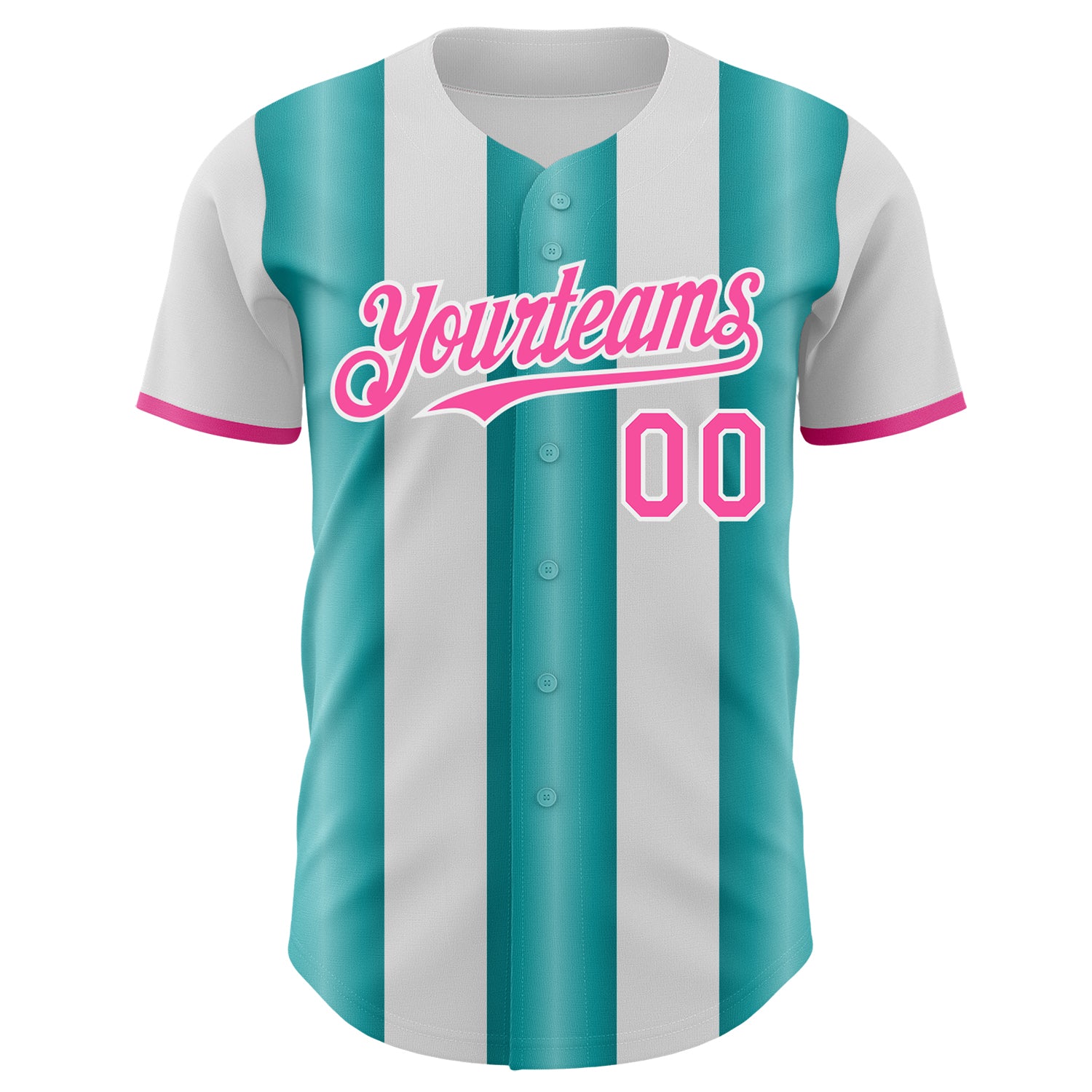 Custom White Pink-Teal Gradient Vertical Stripe Argentina Style Authentic Baseball Jersey baseball jersey product view 2