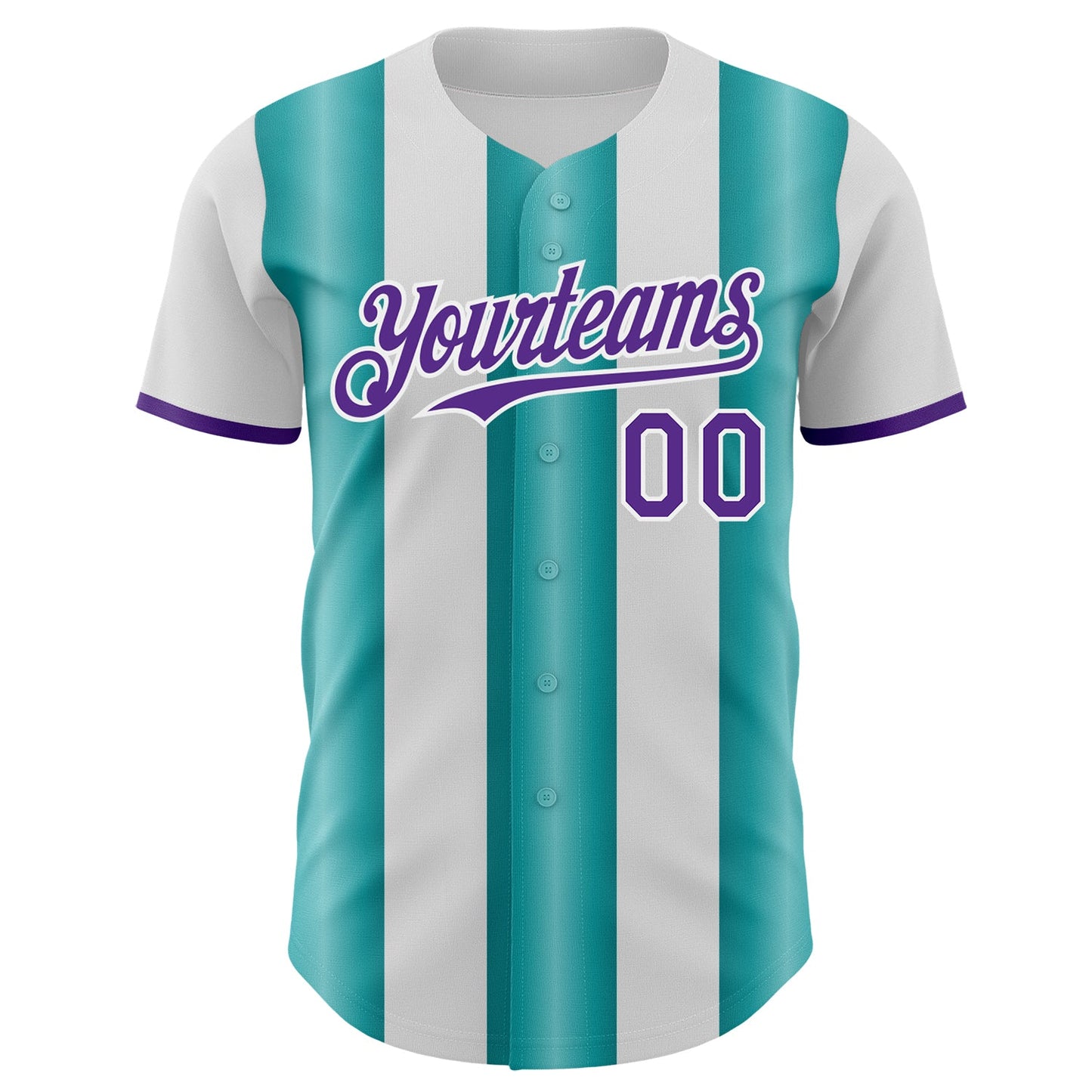 Custom White Purple-Teal Gradient Vertical Stripe Argentina Style Authentic Baseball Jersey baseball jersey product view 2