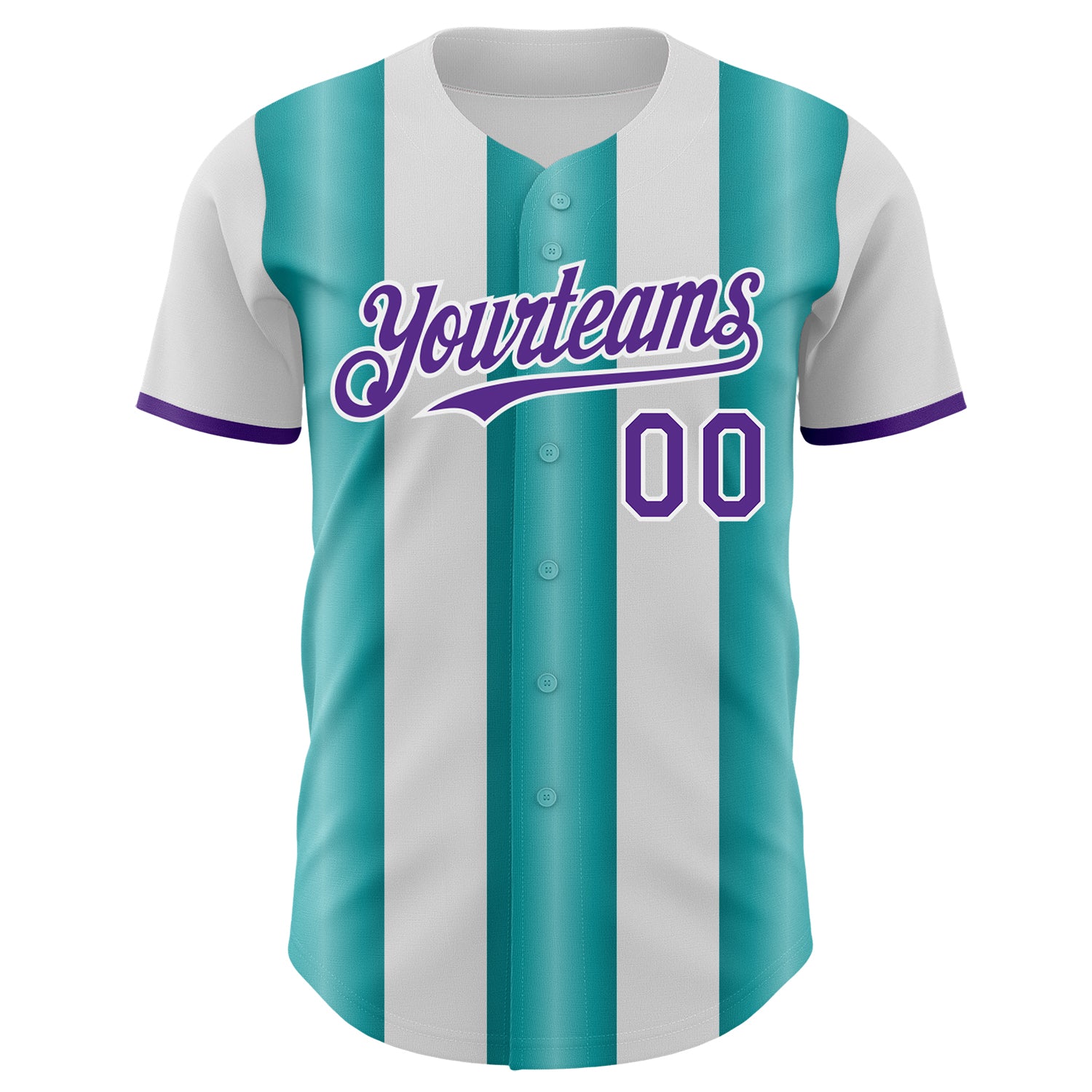 Custom White Purple-Teal Gradient Vertical Stripe Argentina Style Authentic Baseball Jersey baseball jersey product view 2