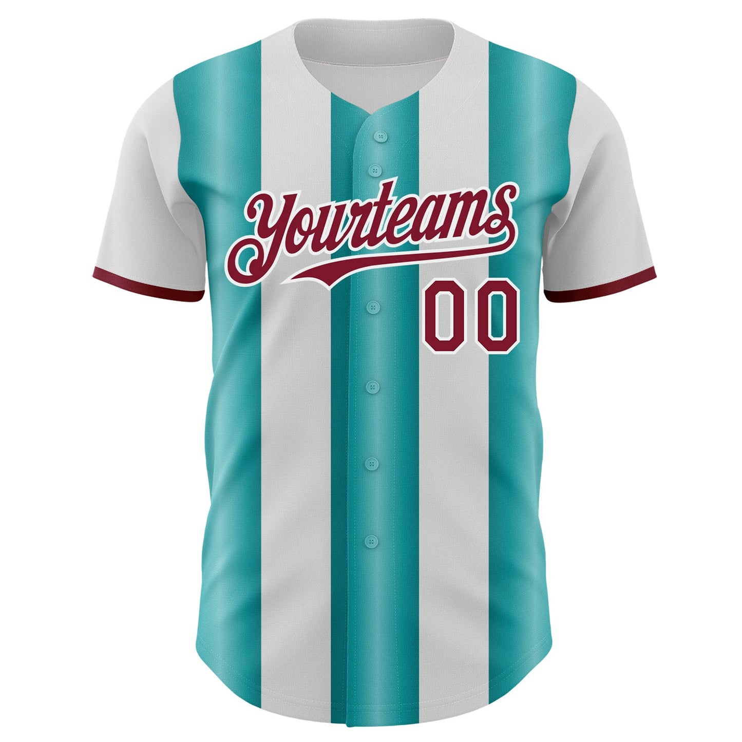 Custom White Crimson-Teal Gradient Vertical Stripe Argentina Style Authentic Baseball Jersey baseball jersey product view 2
