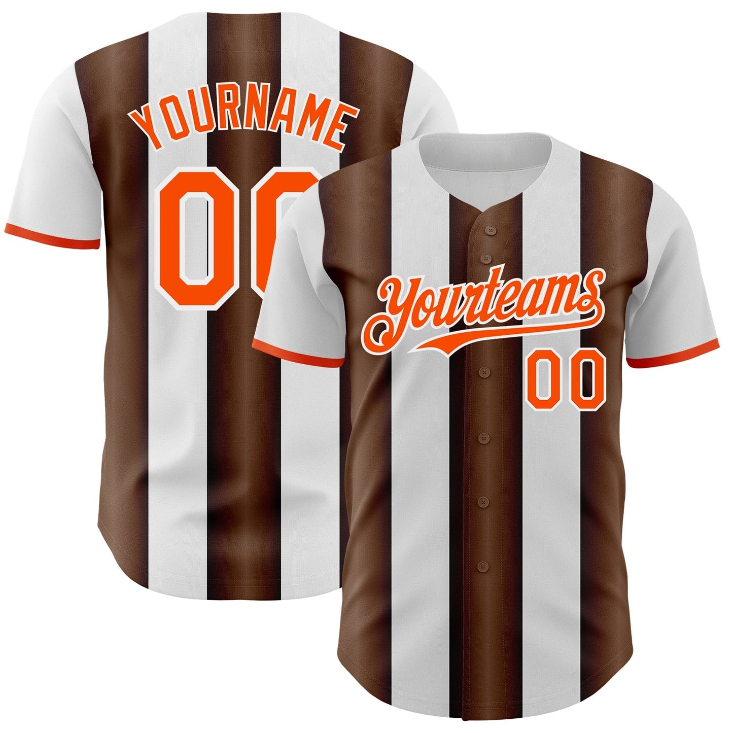 Custom White Orange-Brown Gradient Vertical Stripe Argentina Style Authentic Baseball Jersey baseball jersey product view 1