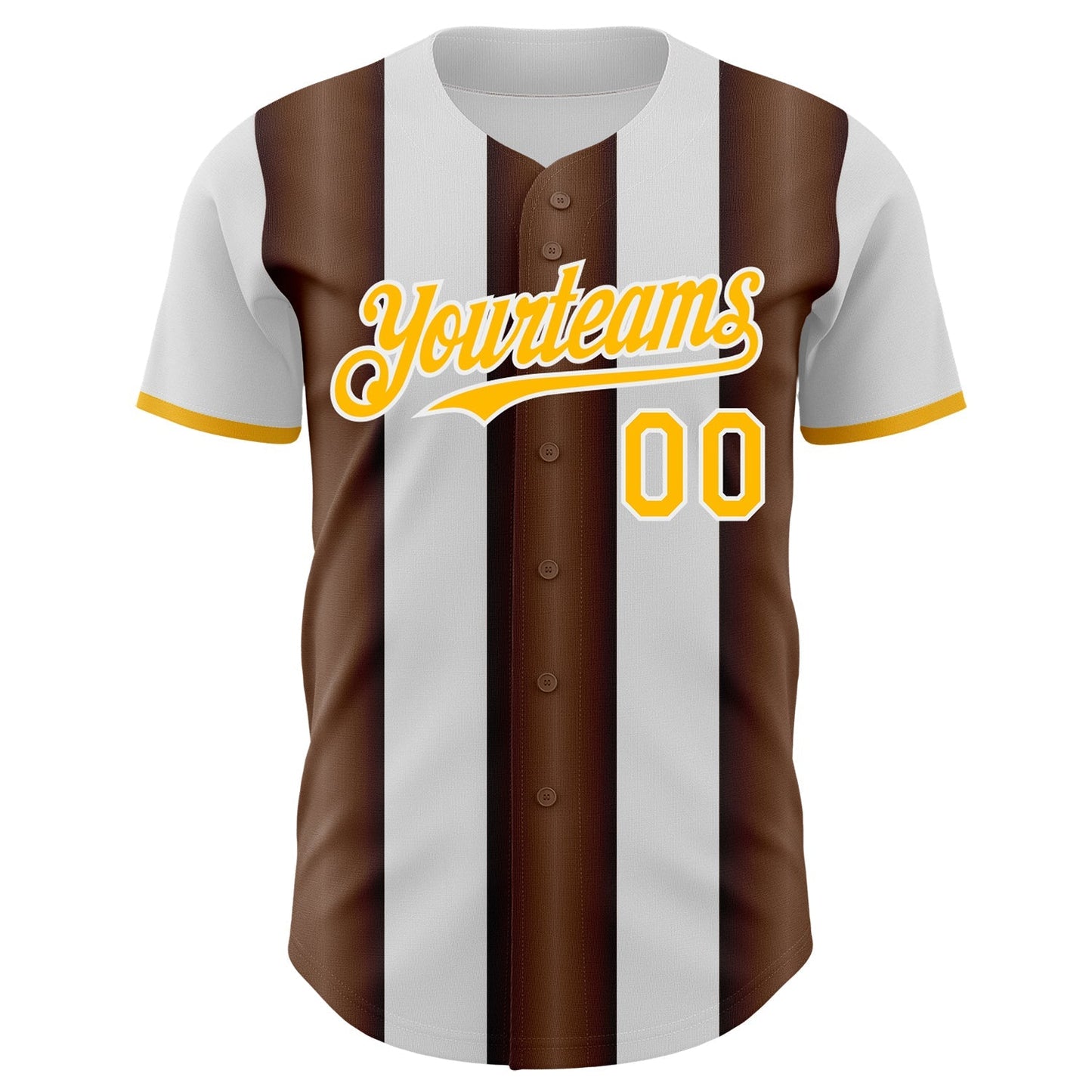 Custom White Gold-Brown Gradient Vertical Stripe Argentina Style Authentic Baseball Jersey baseball jersey product view 2