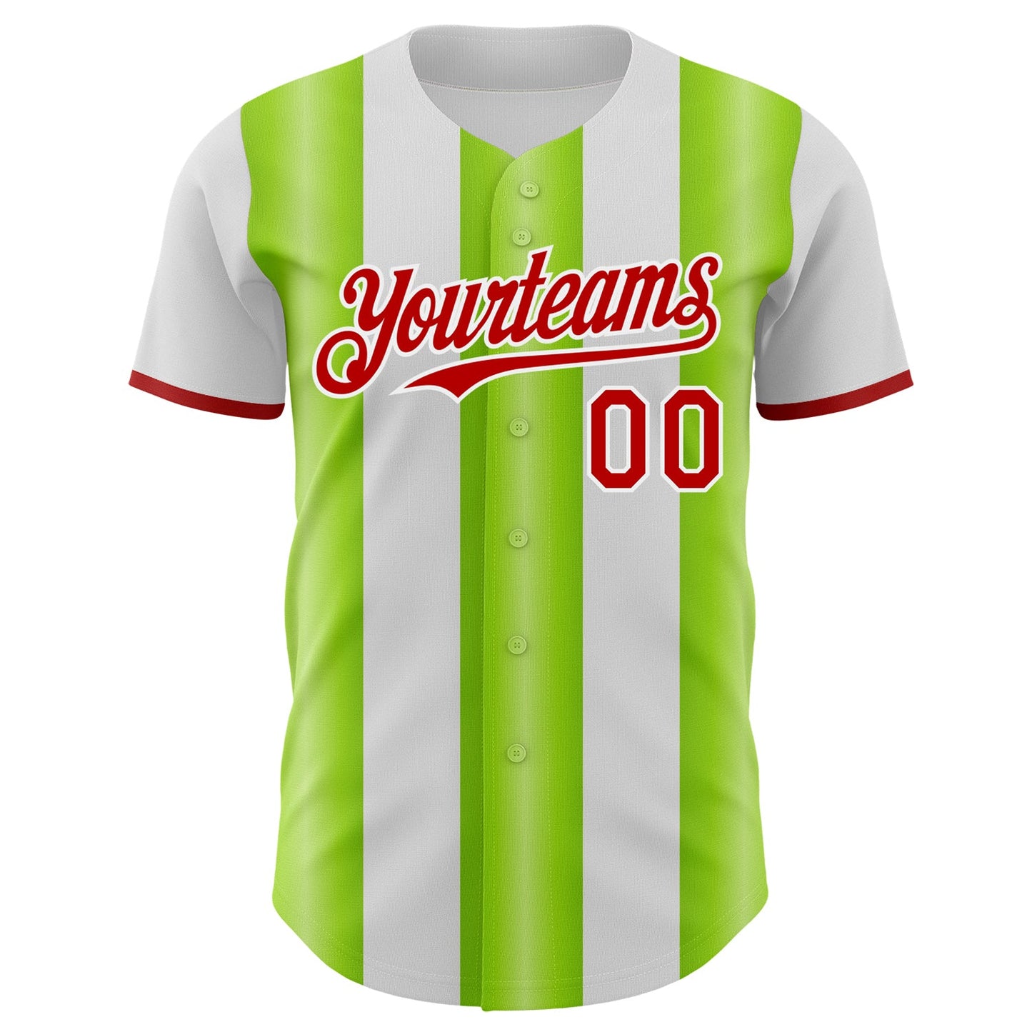 Custom White Red-Neon Green Gradient Vertical Stripe Argentina Style Authentic Baseball Jersey baseball jersey product view 2