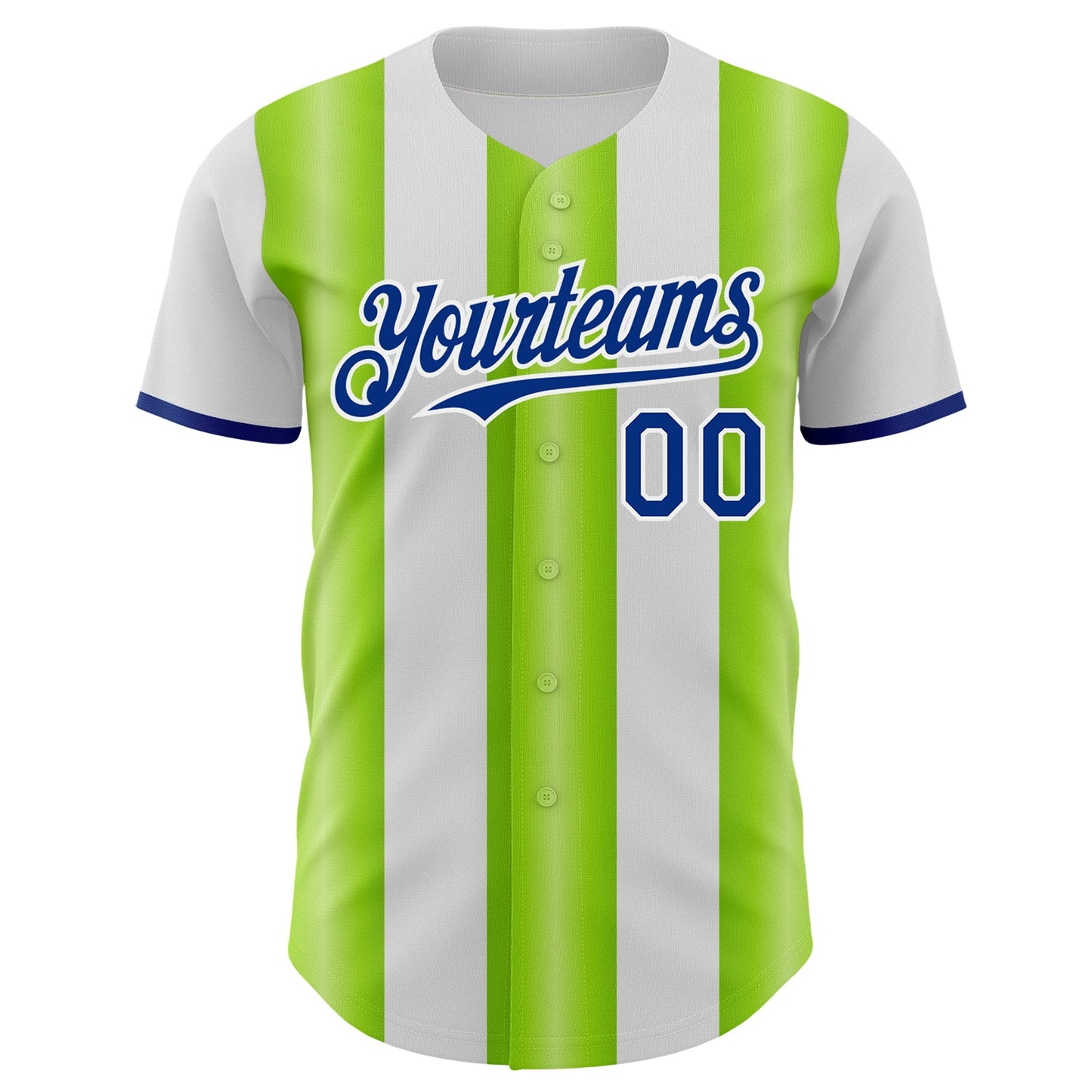 Custom White Royal-Neon Green Gradient Vertical Stripe Argentina Style Authentic Baseball Jersey baseball jersey product view 2