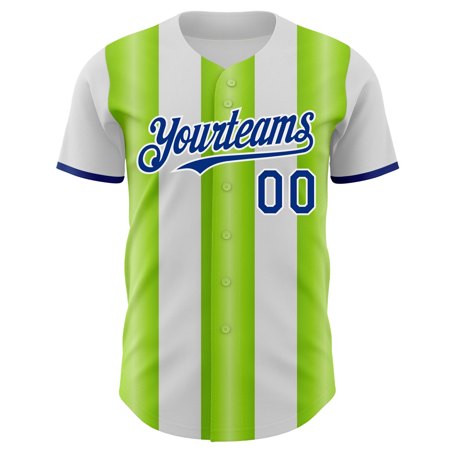 Custom White Royal-Neon Green Gradient Vertical Stripe Argentina Style Authentic Baseball Jersey baseball jersey product view 2