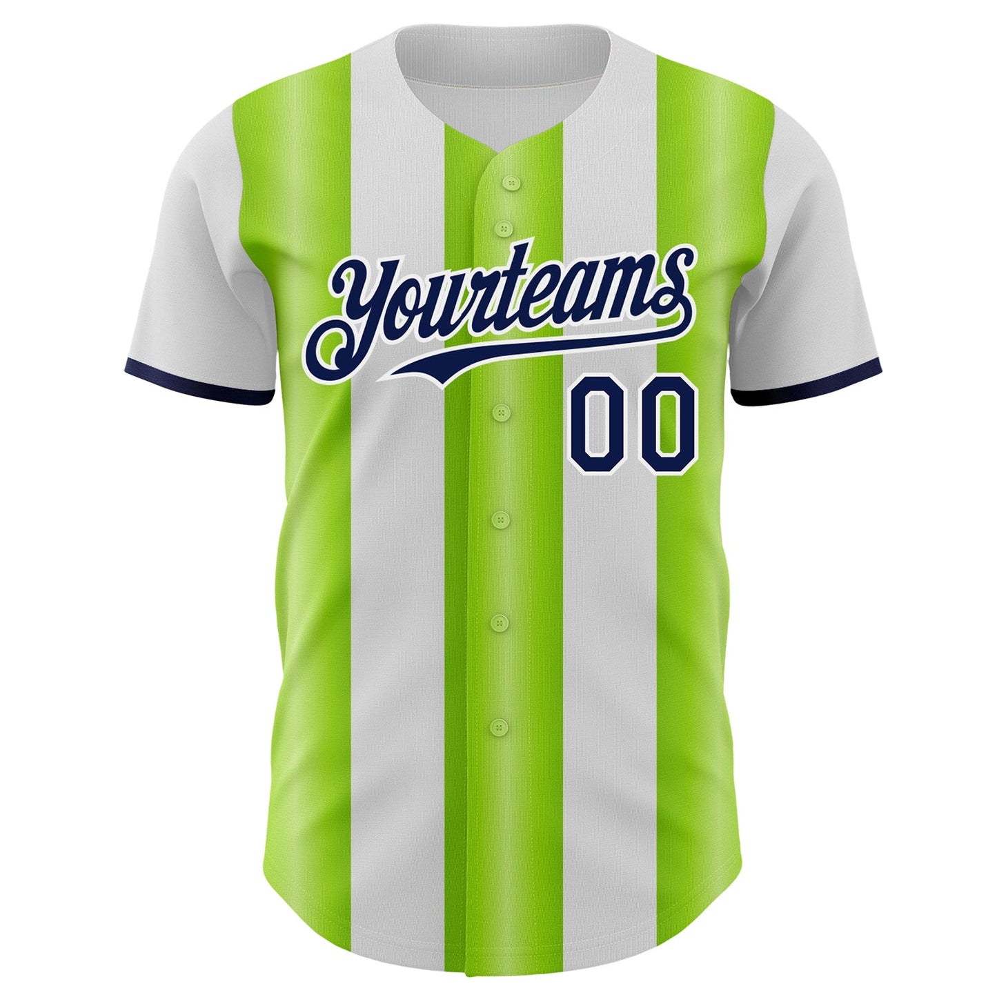 Custom White Navy-Neon Green Gradient Vertical Stripe Argentina Style Authentic Baseball Jersey baseball jersey product view 2