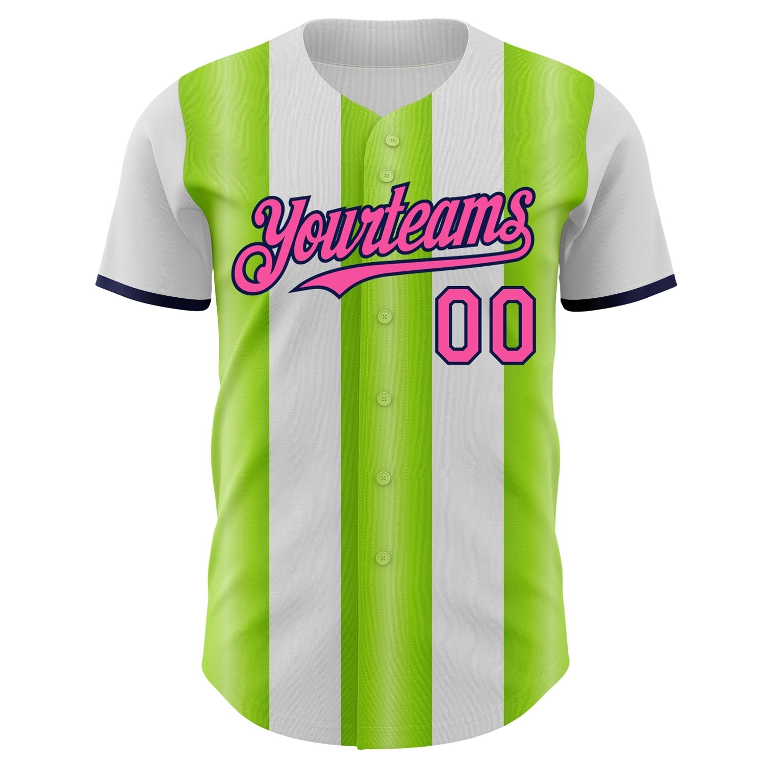 Custom White Pink Neon Green-Navy Gradient Vertical Stripe Argentina Style Authentic Baseball Jersey baseball jersey product view 2