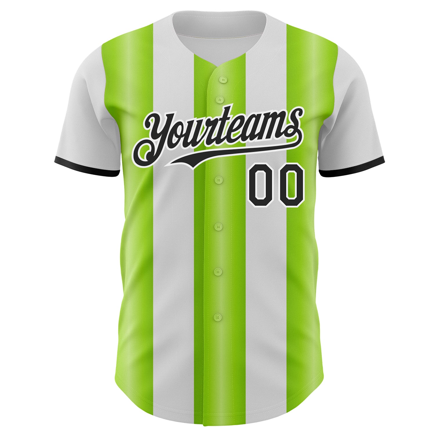 Custom White Black-Neon Green Gradient Vertical Stripe Argentina Style Authentic Baseball Jersey baseball jersey product view 2