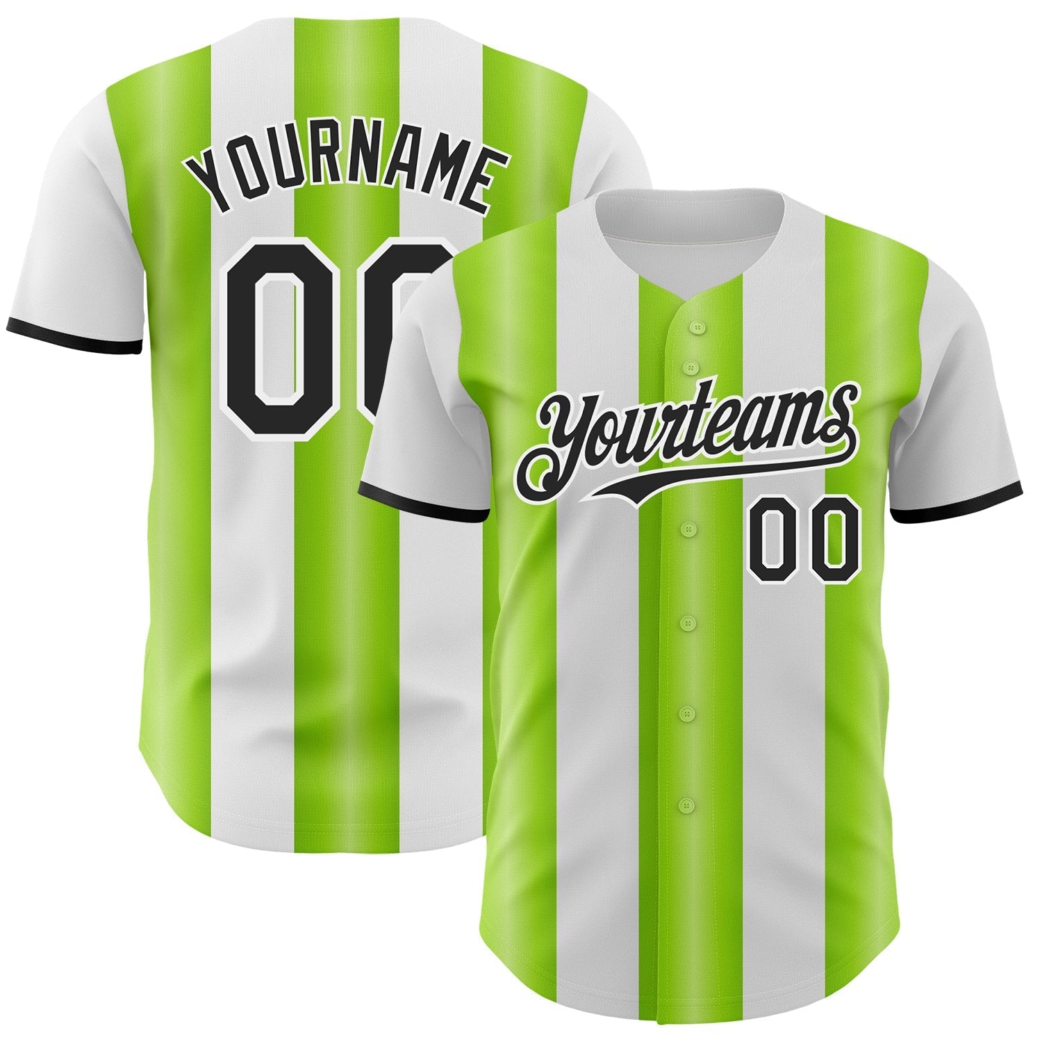 Custom White Black-Neon Green Gradient Vertical Stripe Argentina Style Authentic Baseball Jersey baseball jersey product view 1