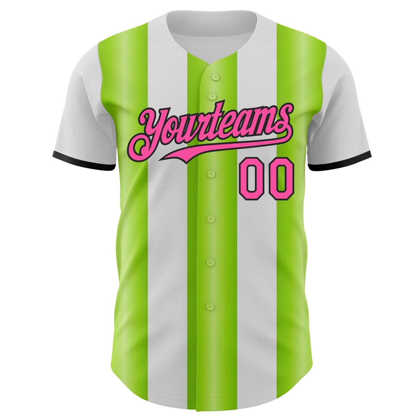 Custom White Pink Neon Green-Black Gradient Vertical Stripe Argentina Style Authentic Baseball Jersey baseball jersey product view 2