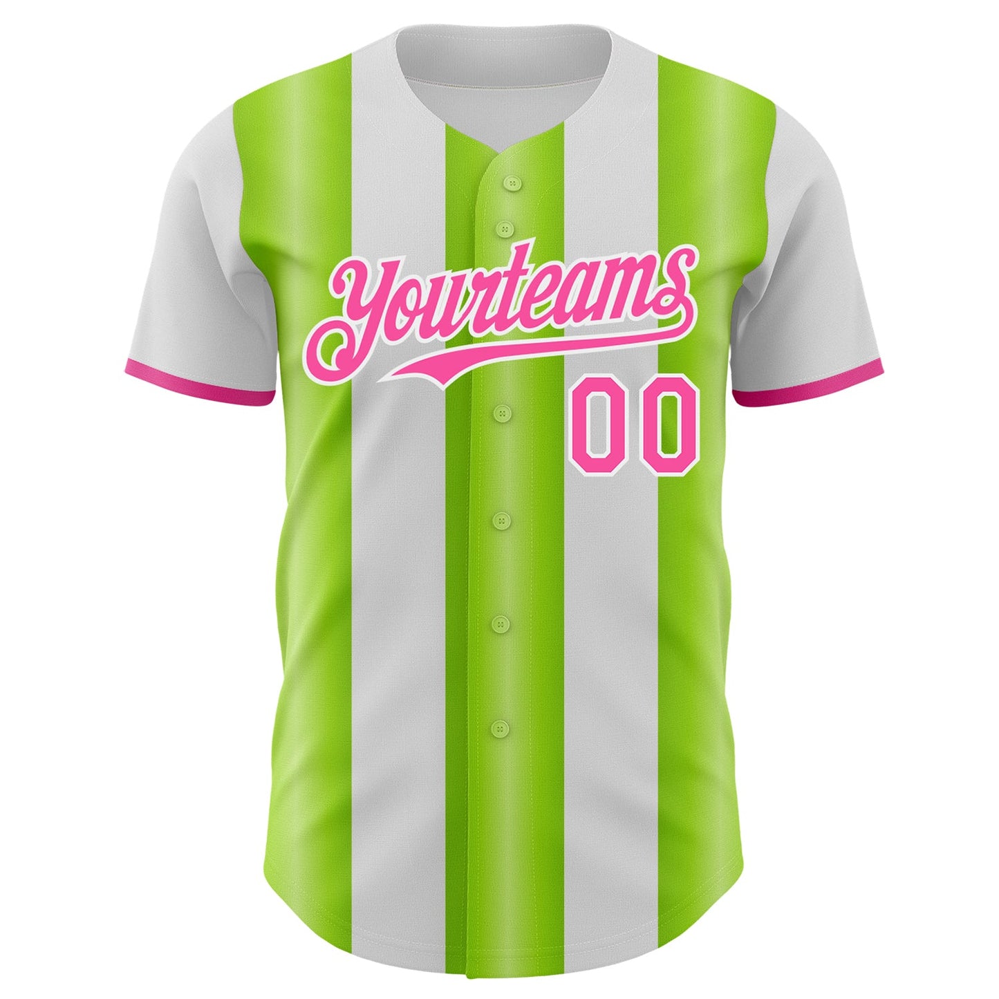 Custom White Pink-Neon Green Gradient Vertical Stripe Argentina Style Authentic Baseball Jersey baseball jersey product view 2