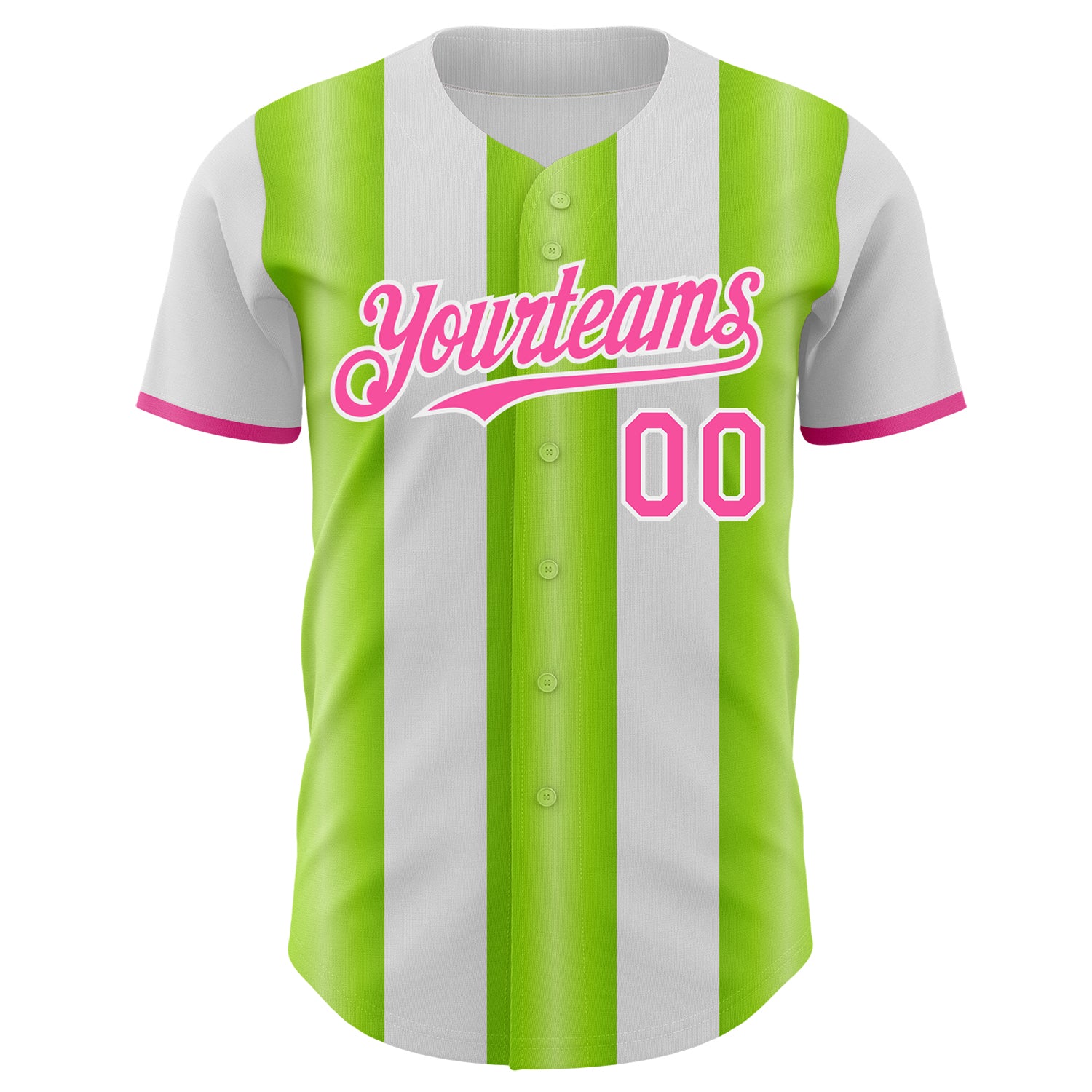 Custom White Pink-Neon Green Gradient Vertical Stripe Argentina Style Authentic Baseball Jersey baseball jersey product view 2
