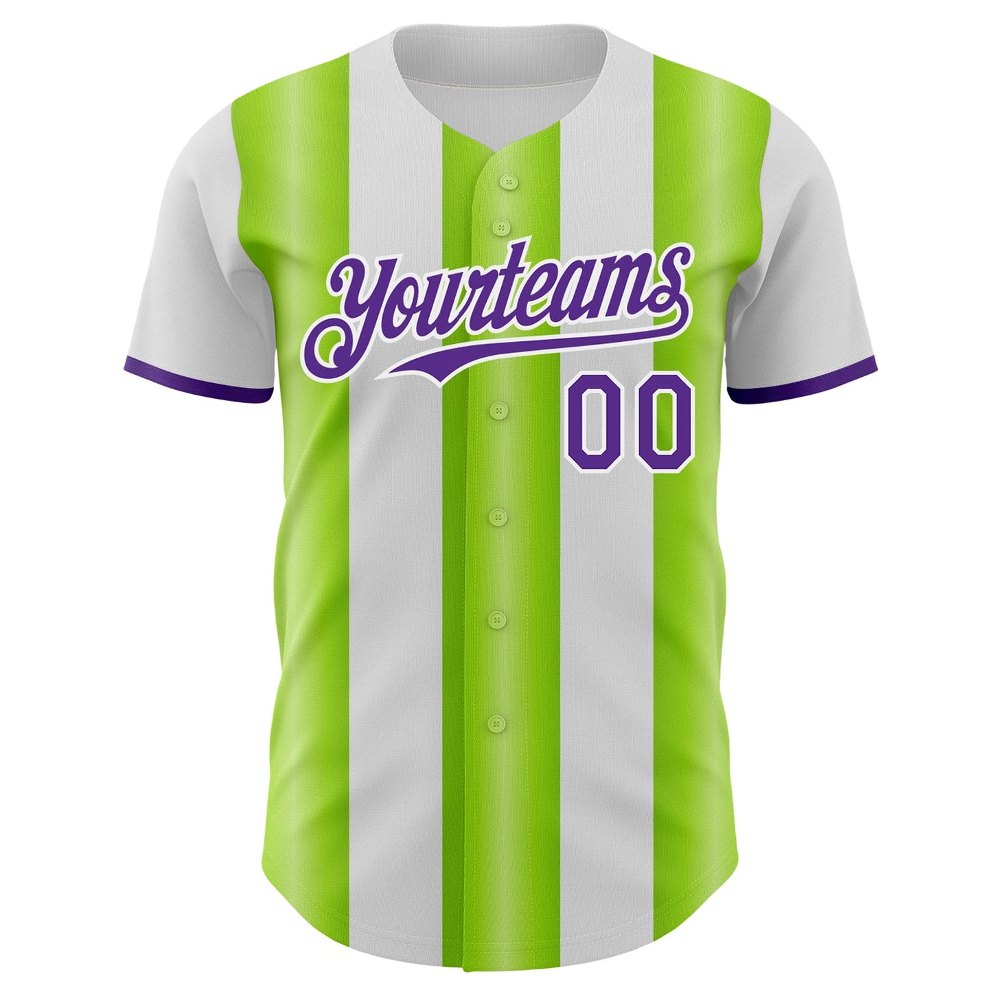 Custom White Purple-Neon Green Gradient Vertical Stripe Argentina Style Authentic Baseball Jersey baseball jersey product view 2