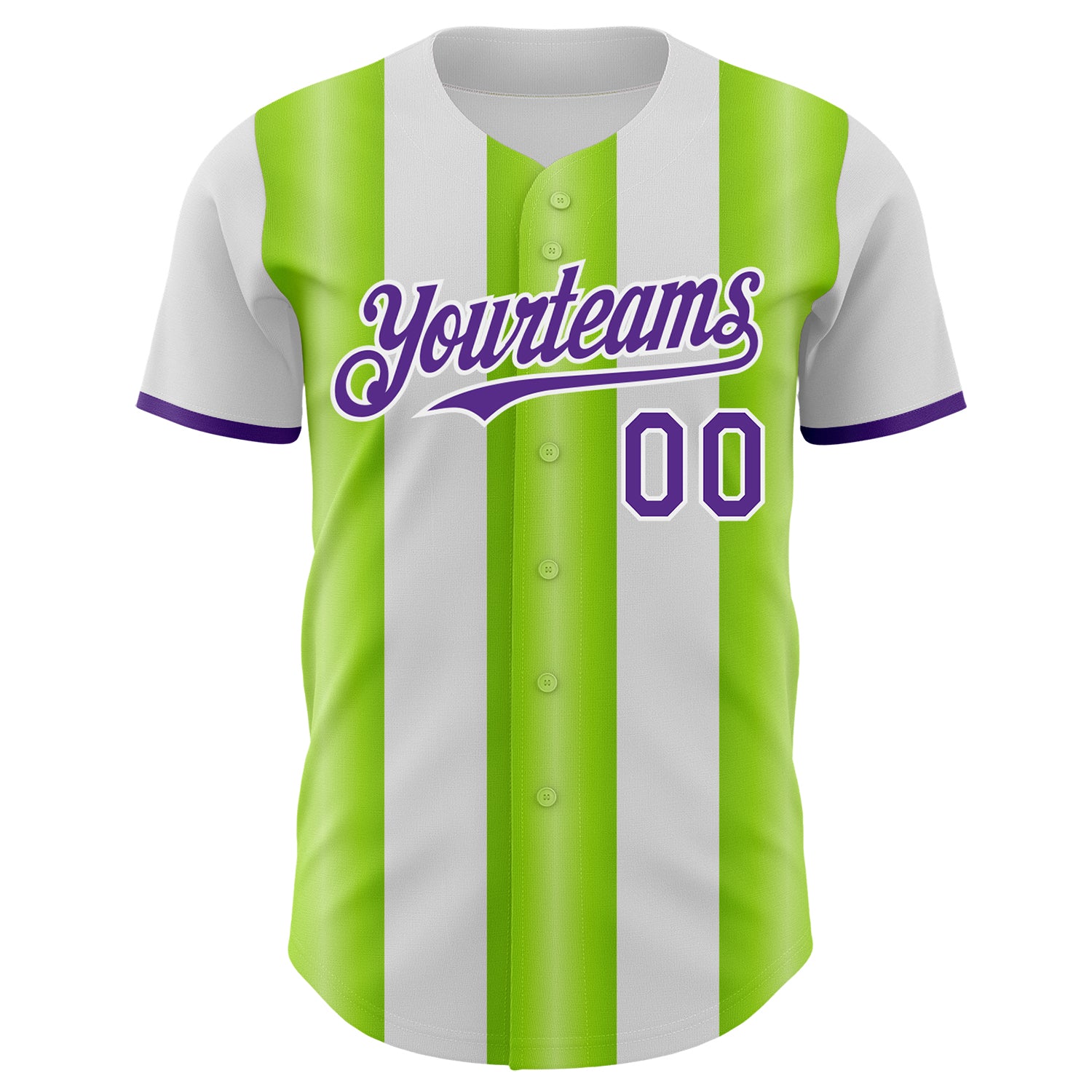 Custom White Purple-Neon Green Gradient Vertical Stripe Argentina Style Authentic Baseball Jersey baseball jersey product view 2