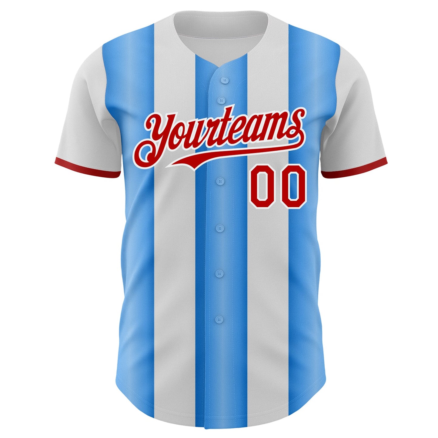 Custom White Red-Electric Blue Gradient Vertical Stripe Argentina Style Authentic Baseball Jersey baseball jersey product view 2