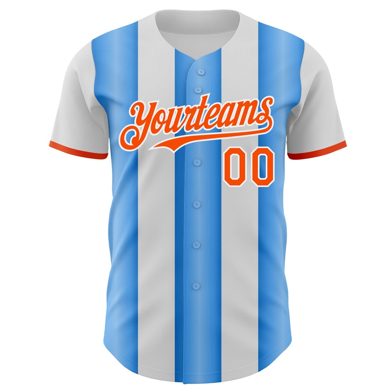 Custom White Orange-Electric Blue Gradient Vertical Stripe Argentina Style Authentic Baseball Jersey baseball jersey product view 2