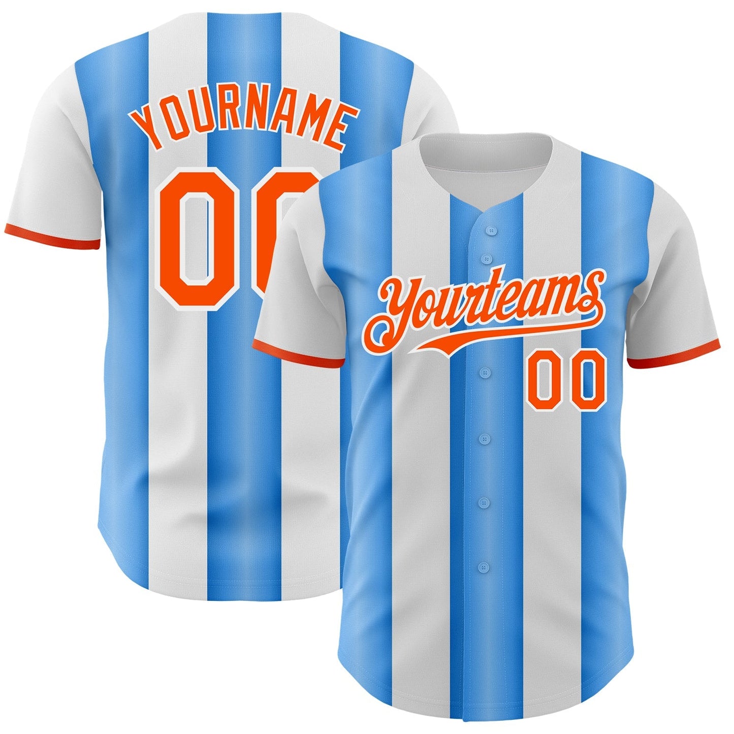 Custom White Orange-Electric Blue Gradient Vertical Stripe Argentina Style Authentic Baseball Jersey baseball jersey product view 1