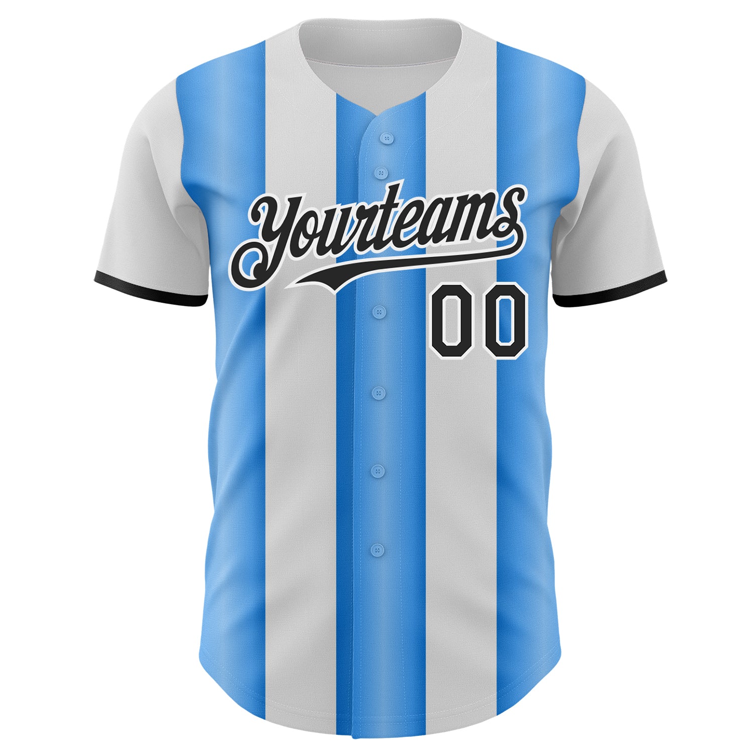 Custom White Black-Electric Blue Gradient Vertical Stripe Argentina Style Authentic Baseball Jersey baseball jersey product view 2