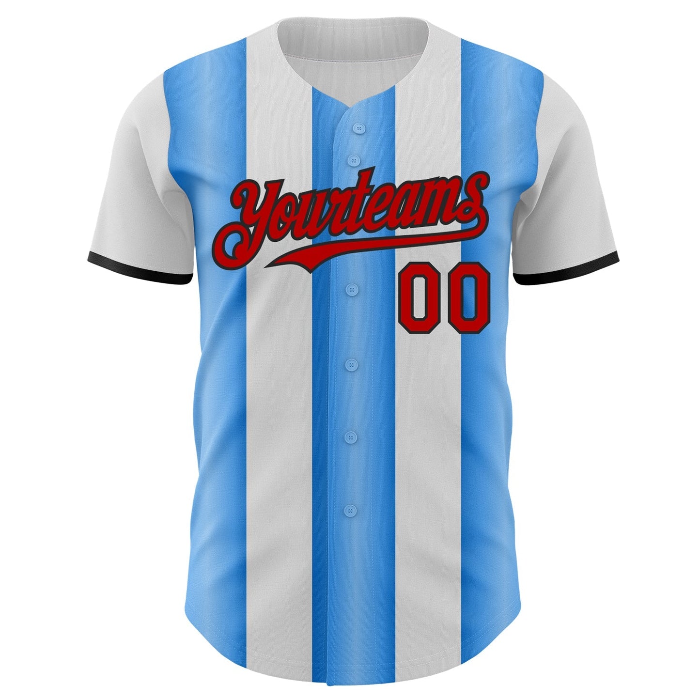 Custom White Red Electric Blue-Black Gradient Vertical Stripe Argentina Style Authentic Baseball Jersey baseball jersey product view 2