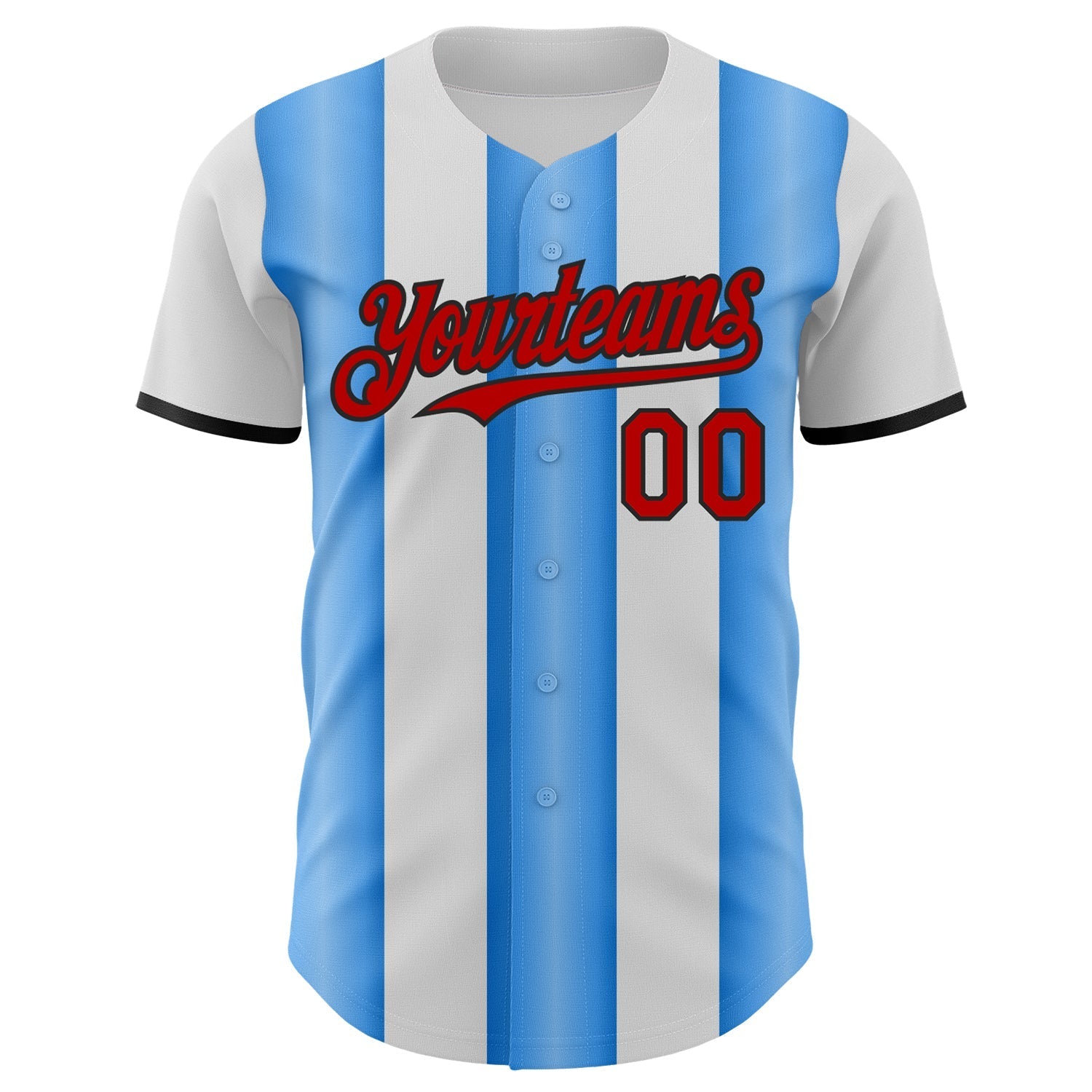 Custom White Red Electric Blue-Black Gradient Vertical Stripe Argentina Style Authentic Baseball Jersey baseball jersey product view 2