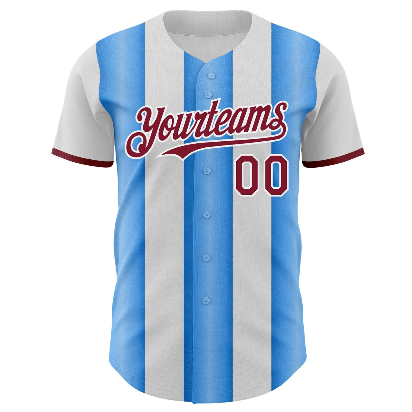 Custom White Crimson-Electric Blue Gradient Vertical Stripe Argentina Style Authentic Baseball Jersey baseball jersey product view 2